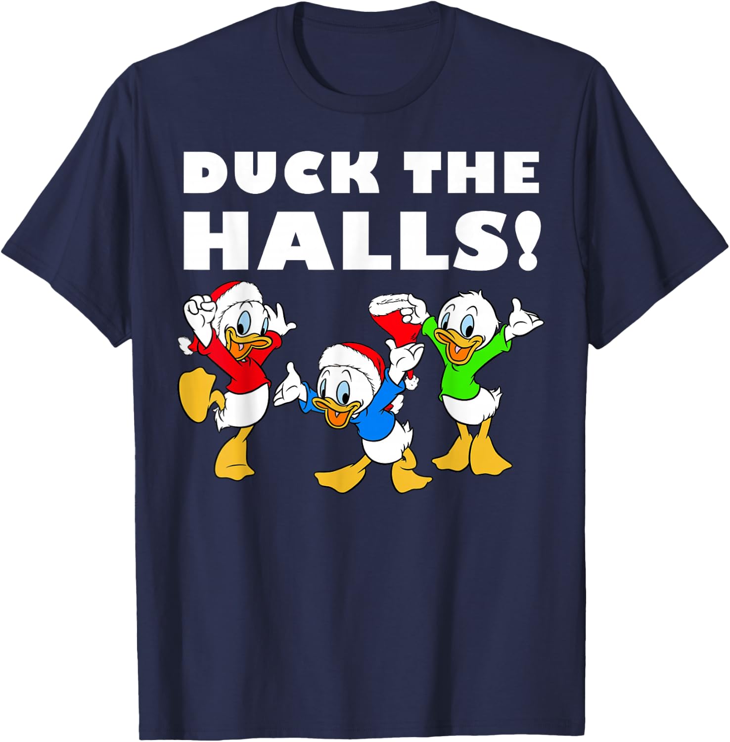 Disney Huey Dewey and Louie Duck The Halls Christmas T-Shirt - T-Shirt | Navy