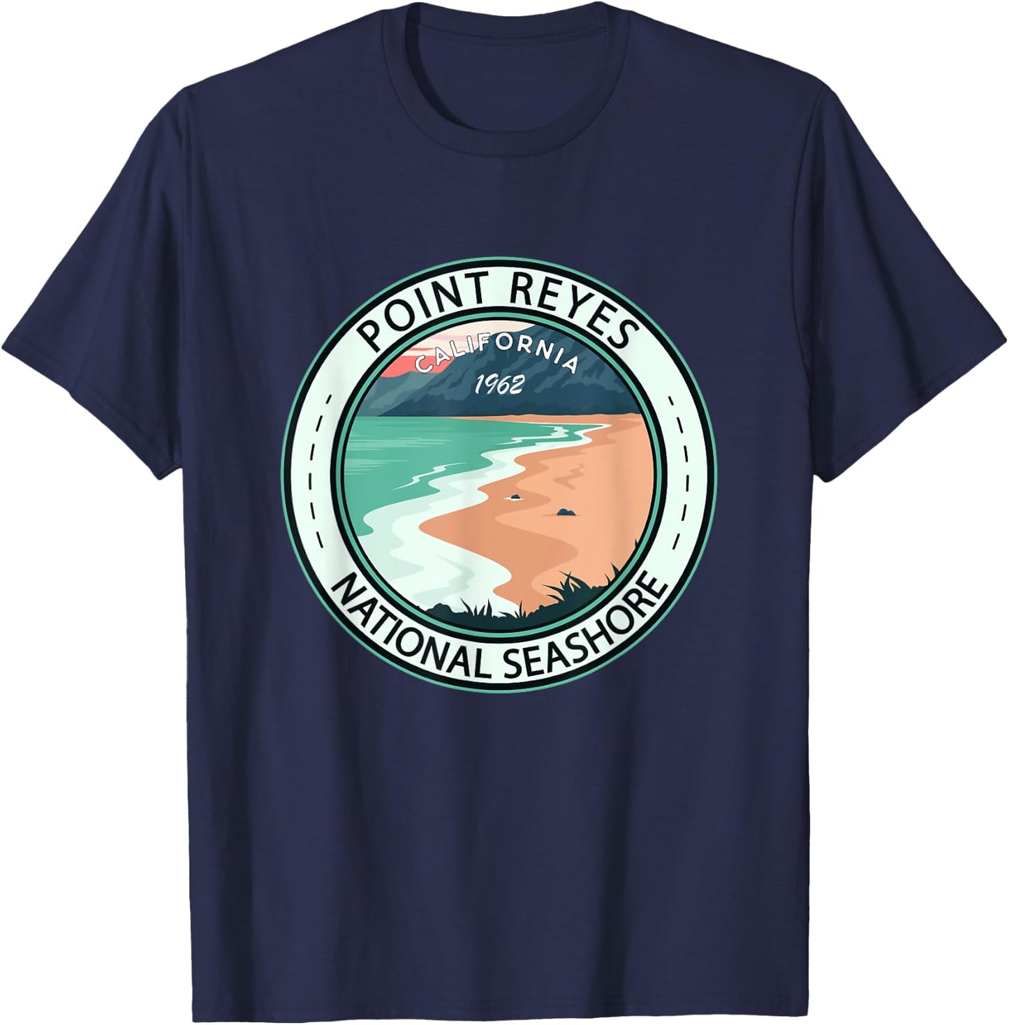 Point Reyes National Seashore California Badge Vintage T-Shirt - T-Shirt | Navy
