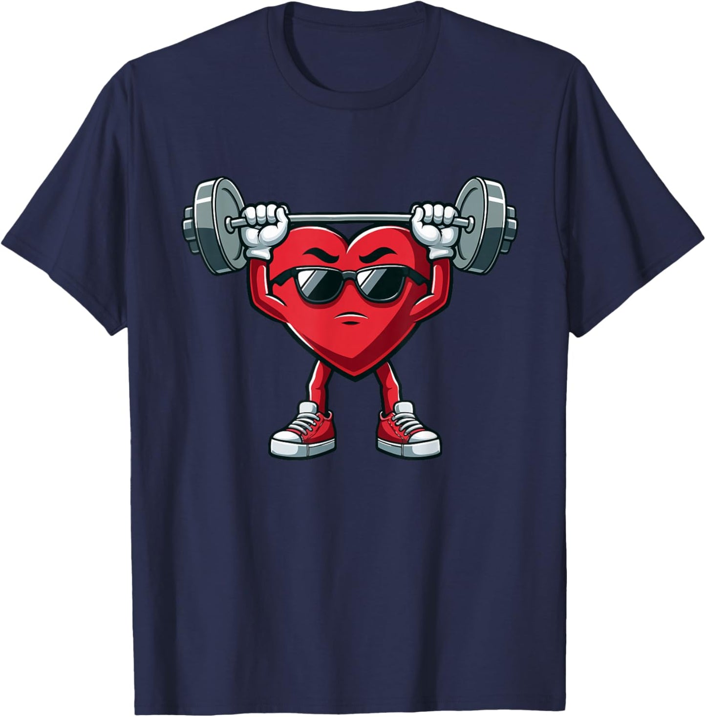 Healthy Heart Heart Disease Awareness Weightlifting Funny T-Shirt - T-Shirt | Navy