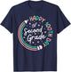 Happy 100th Day 2nd Grade Retro 100 Days Of School Teacher T-Shirt - T-Shirt | Navy