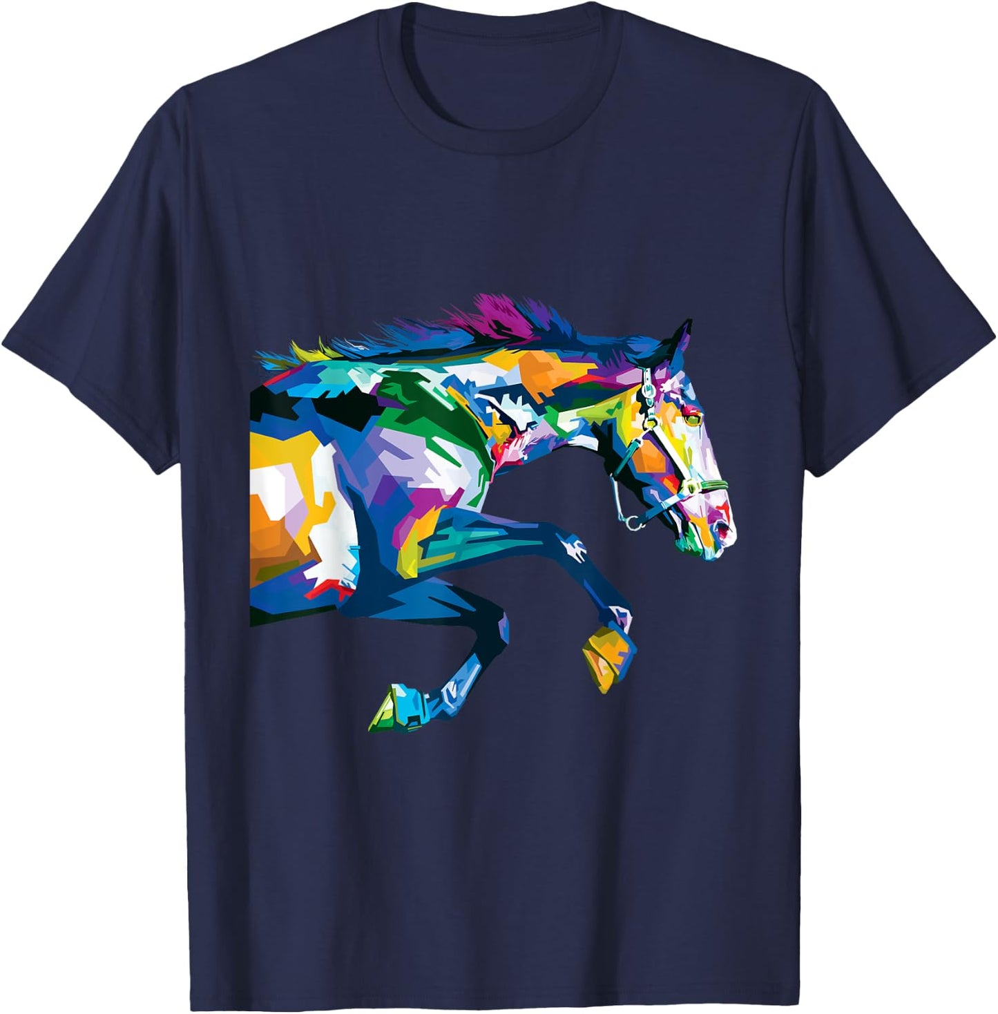 Colourful Horse Cute Geometric Horses Pop Art Style Gift T-Shirt - T-Shirt | Navy