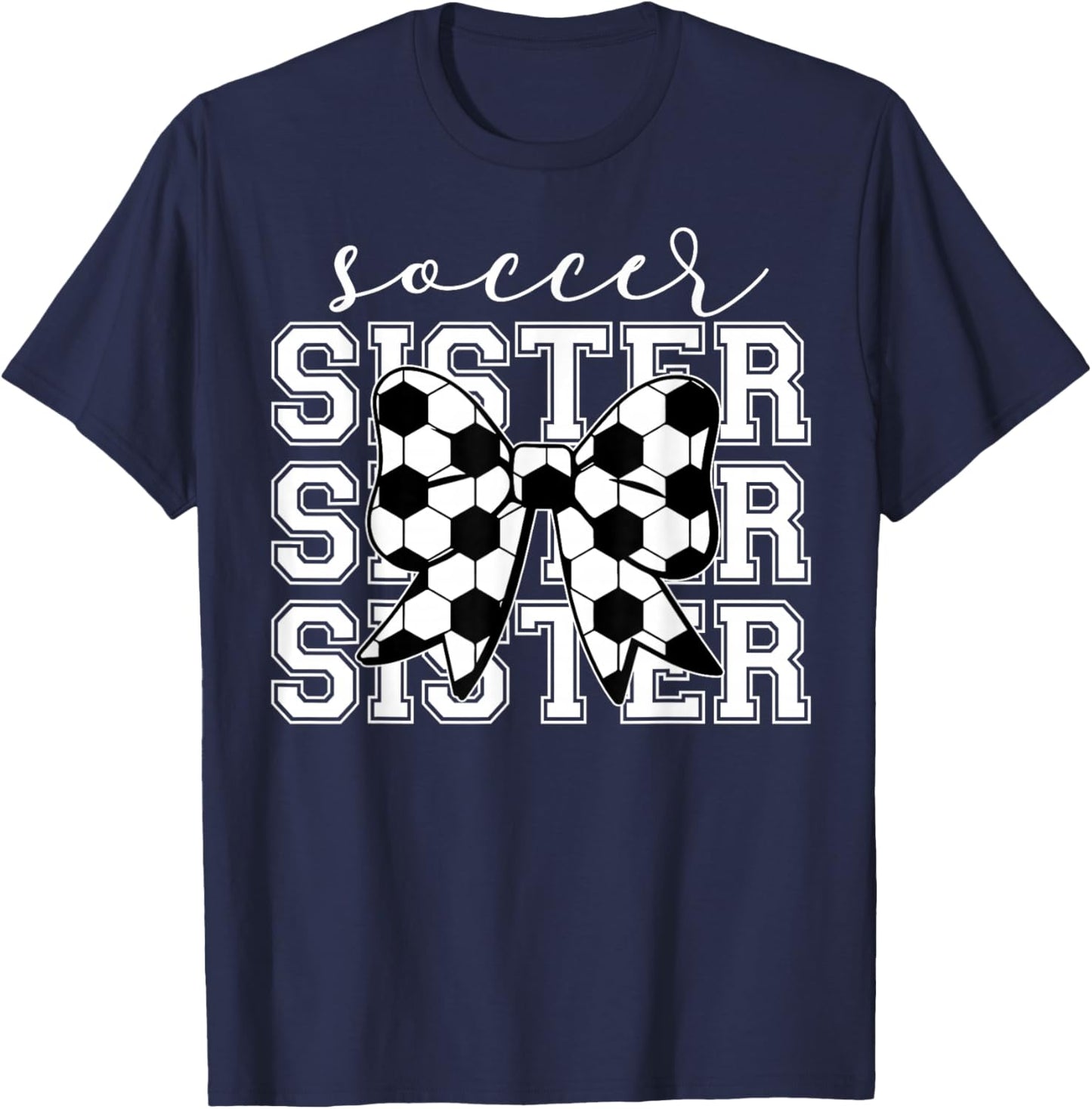 Soccer Sister Vintage Sport Lover Sister Mothers Da T-Shirt - T-Shirt | Navy