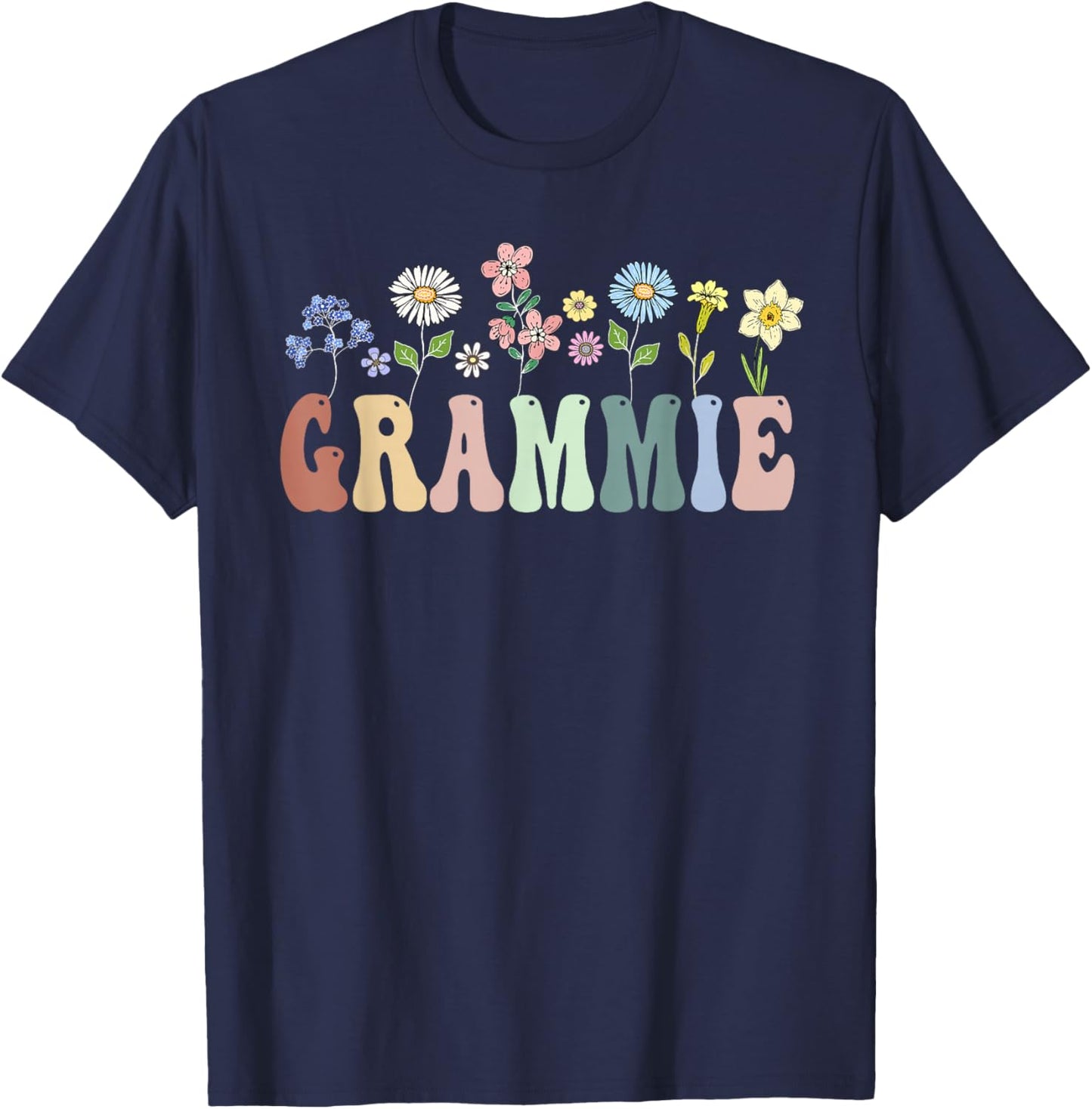Grammie Gifts Women Wildflower Floral Design Grammie T-Shirt - T-Shirt | Navy