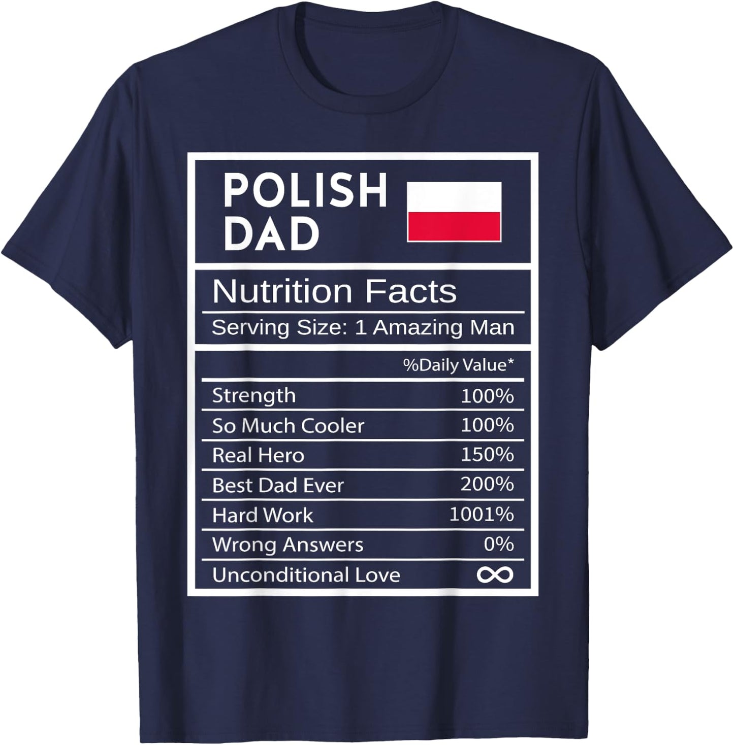 Polish Dad Nutrition Facts National Pride Gift Dad T-Shirt - T-Shirt | Navy