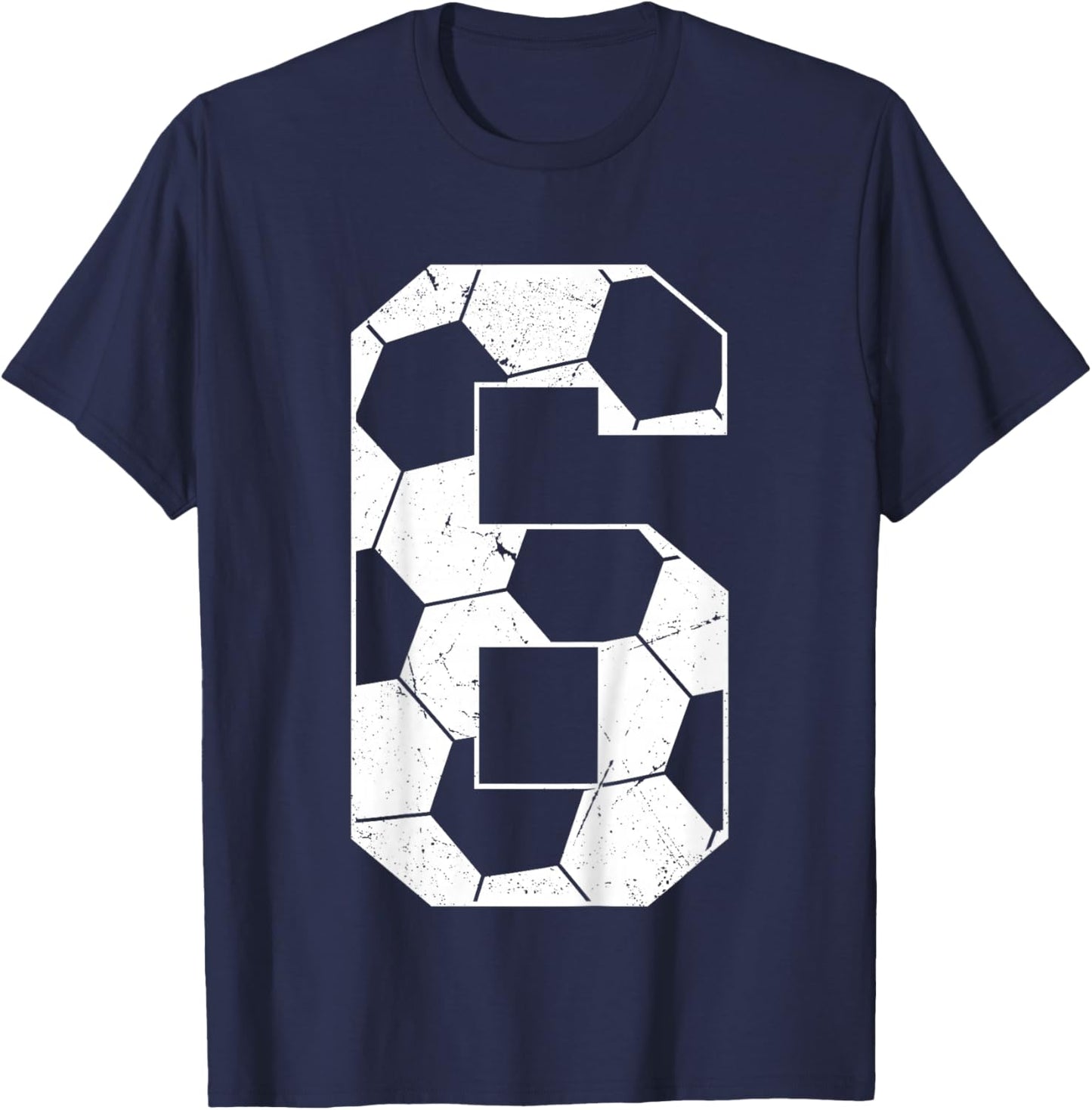 Kids 6th Birthday Boy Soccer Player Football 6 Years Old T-Shirt - T-Shirt | Navy