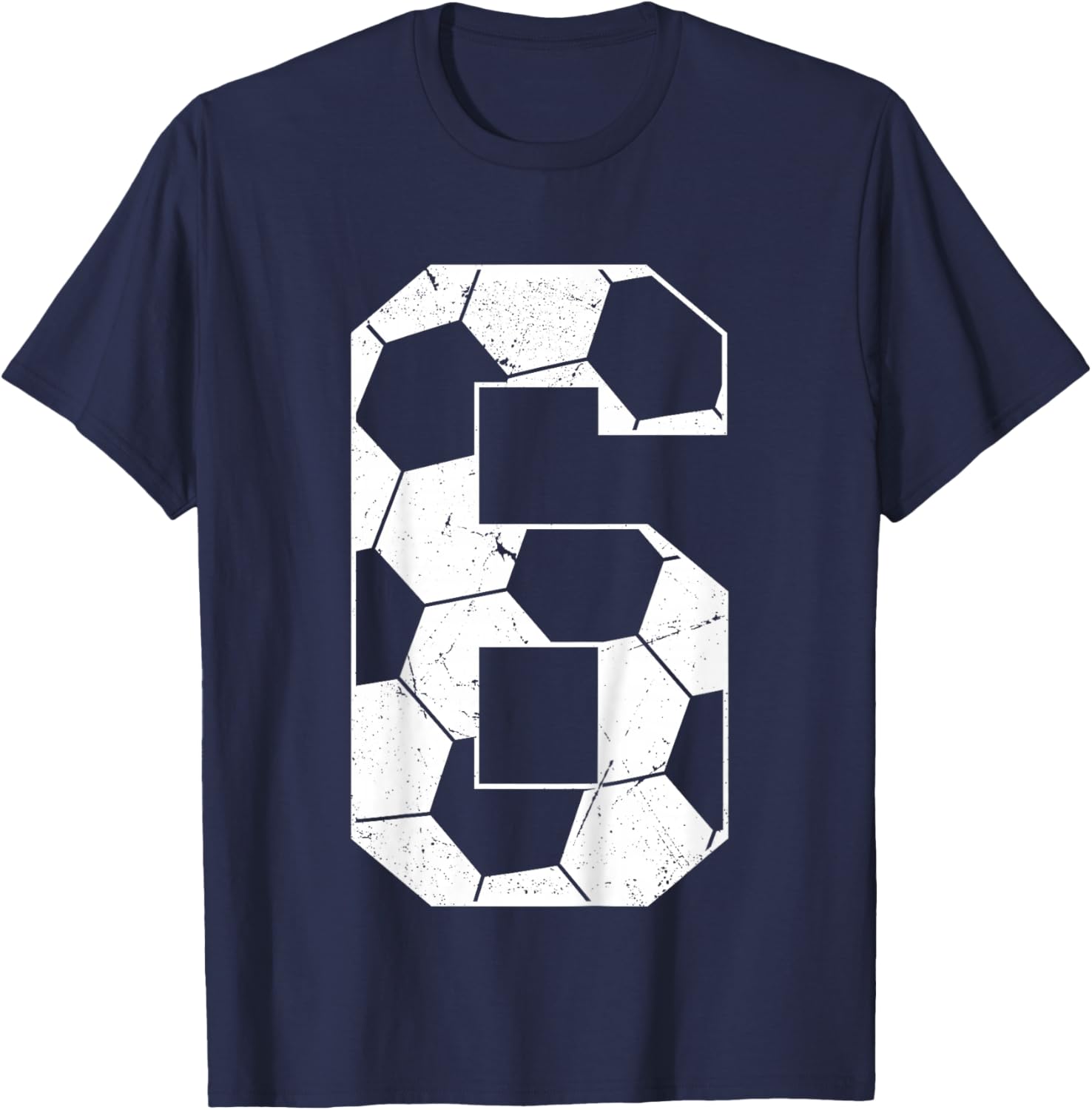 Kids 6th Birthday Boy Soccer Player Football 6 Years Old T-Shirt - T-Shirt | Navy