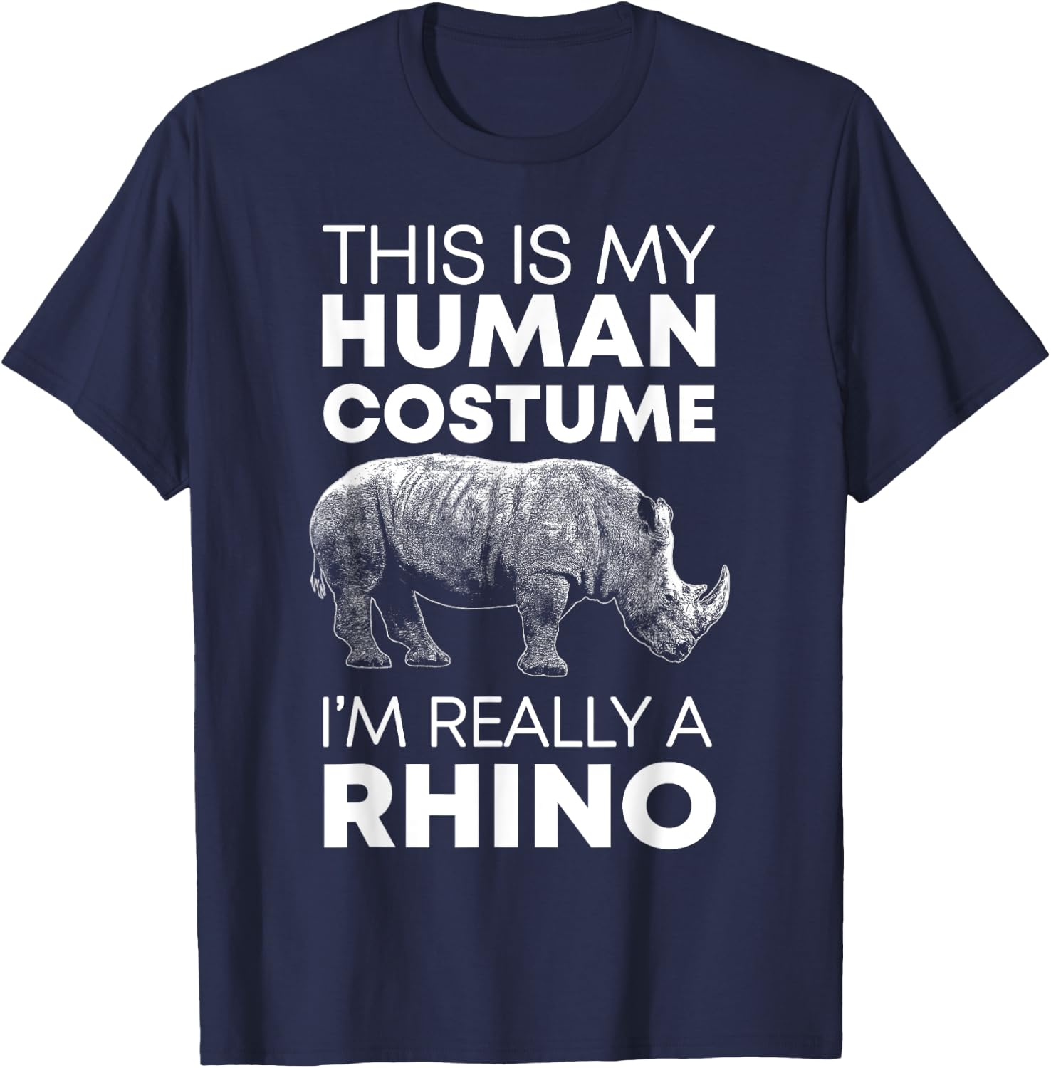 Funny Human Costume Rhino Vintage Rhinoceros Love T-Shirt - T-Shirt | Navy