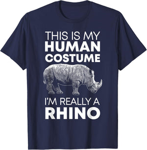 Funny Human Costume Rhino Vintage Rhinoceros Love T-Shirt - T-Shirt | Navy