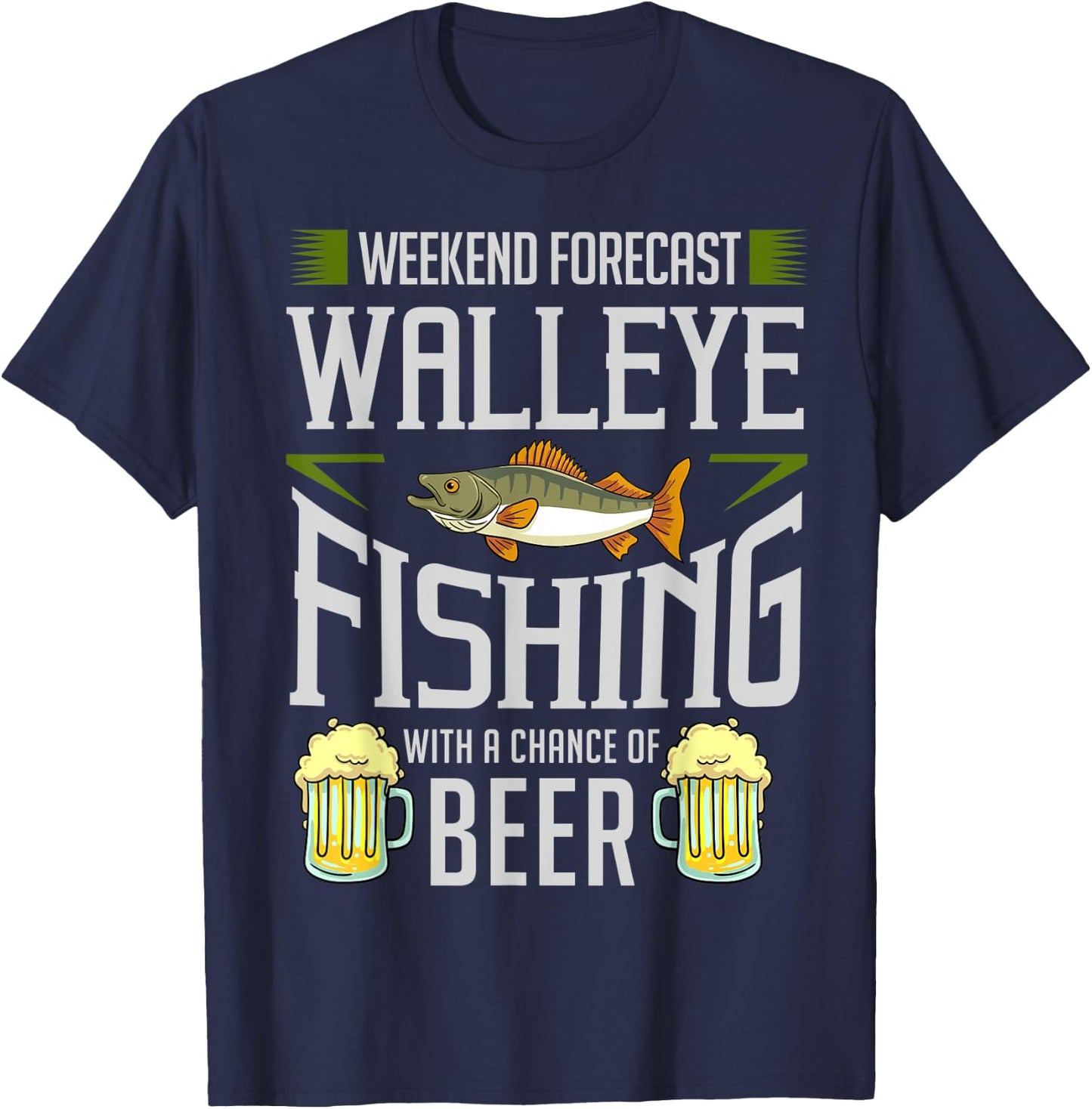 Walleye Lure Fishing Walleye Fish Beer T-Shirt - T-Shirt | Navy