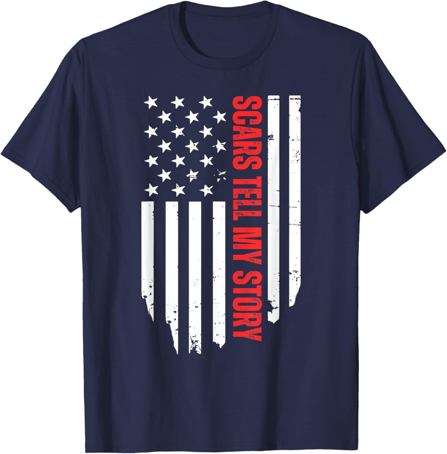 Burn Survivor United States Flag Scars and Stripes T-Shirt - T-Shirt | Navy