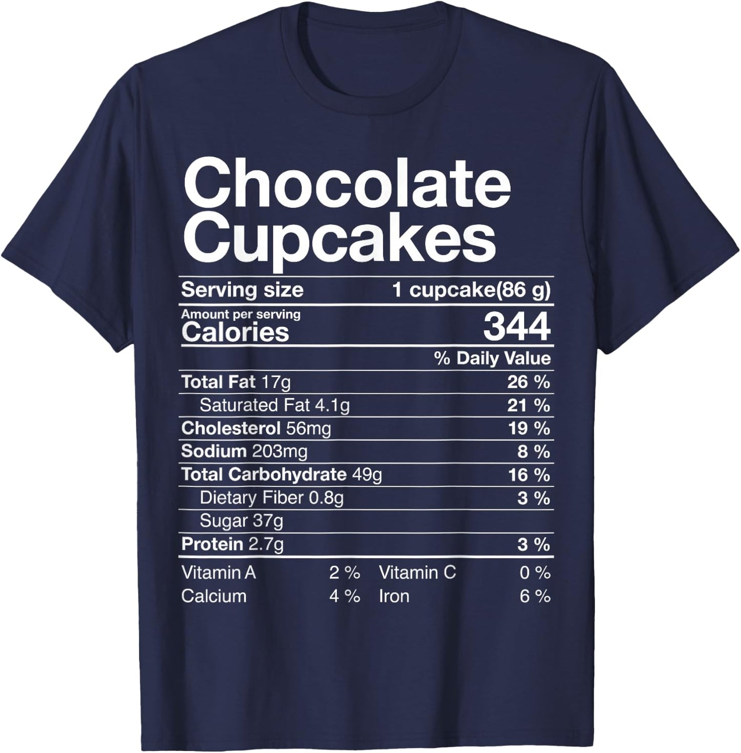 Chocolate Cupcakes Nutrition Fact Thanksgiving Dinner Gift T-Shirt - T-Shirt | Navy