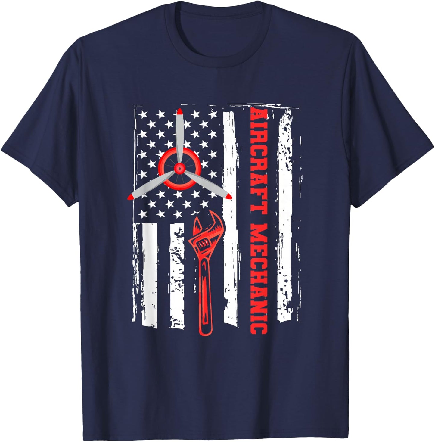 Aircraft Mechanic Us Flag Engineer - Aircraft Mechanic T-Shirt - T-Shirt | Navy