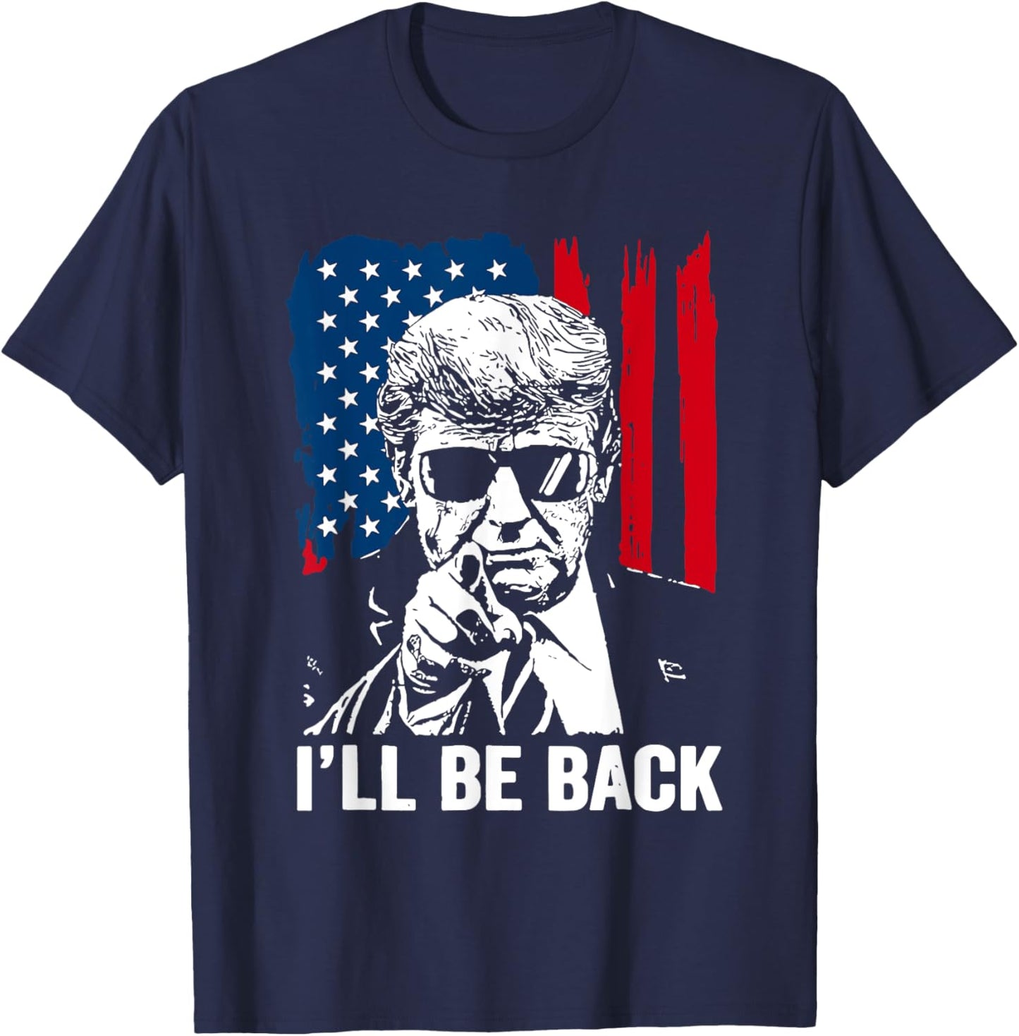 Vintage I'll Be USA Back Trump American Flag Women T-Shirt - T-Shirt | Navy