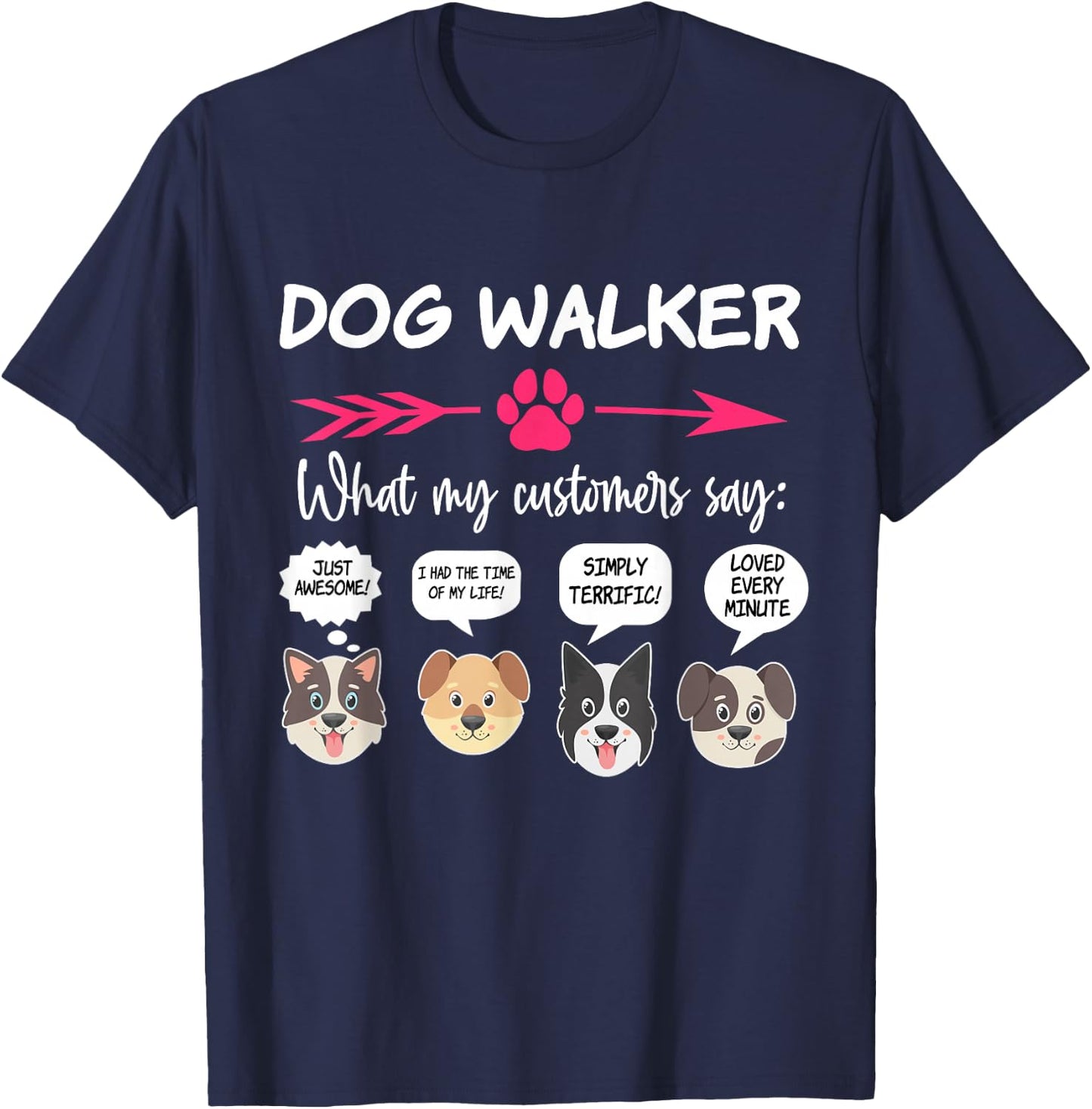 Hilarious Dog Walker Gifts Pups Funny Dog Walking Pet Sitter Men Women Girls Kids T-Shirt - T-Shirt | Navy