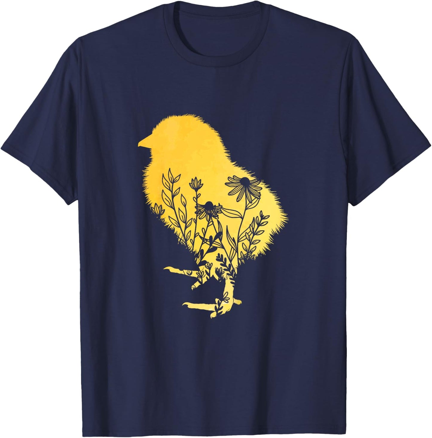 Kids Girls Chick Floral Toddler Easter Baby Chicken Cute Flower T-Shirt - T-Shirt | Navy
