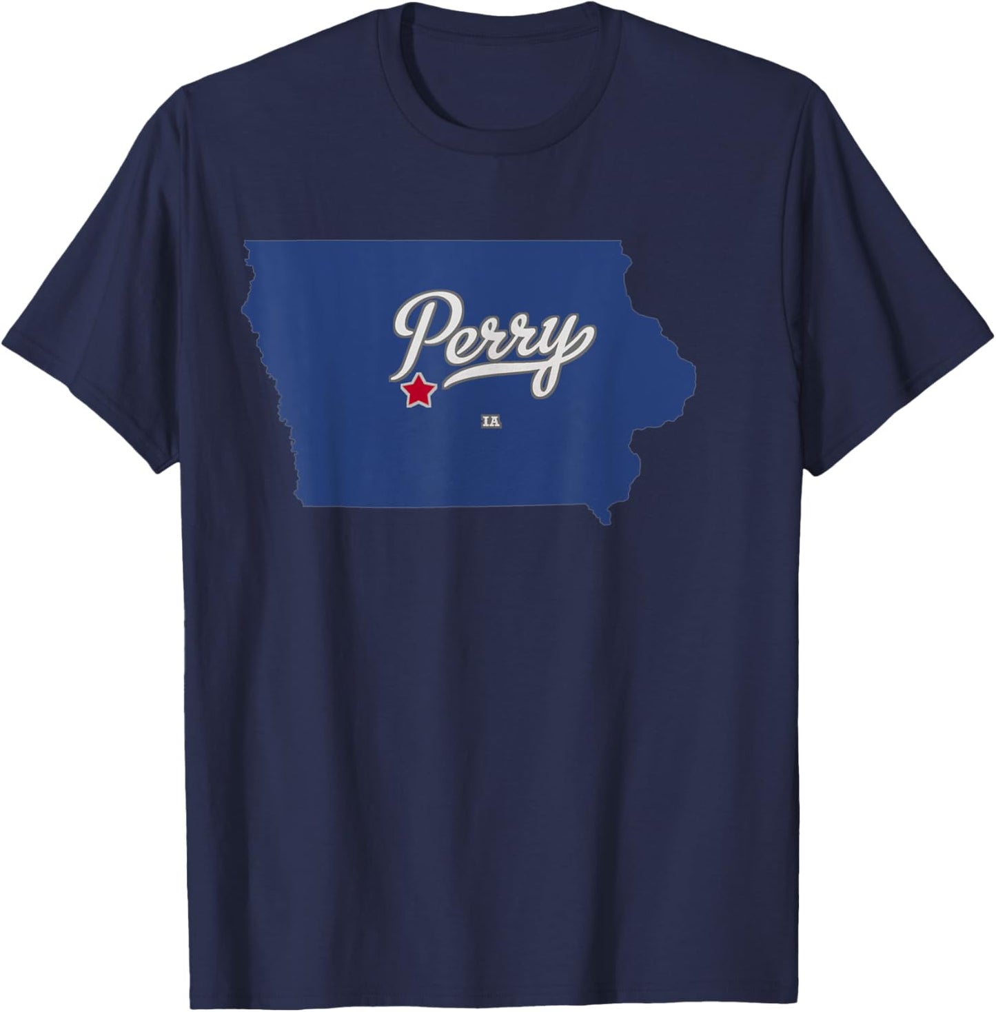 Perry Iowa IA Map T-Shirt - T-Shirt | Navy