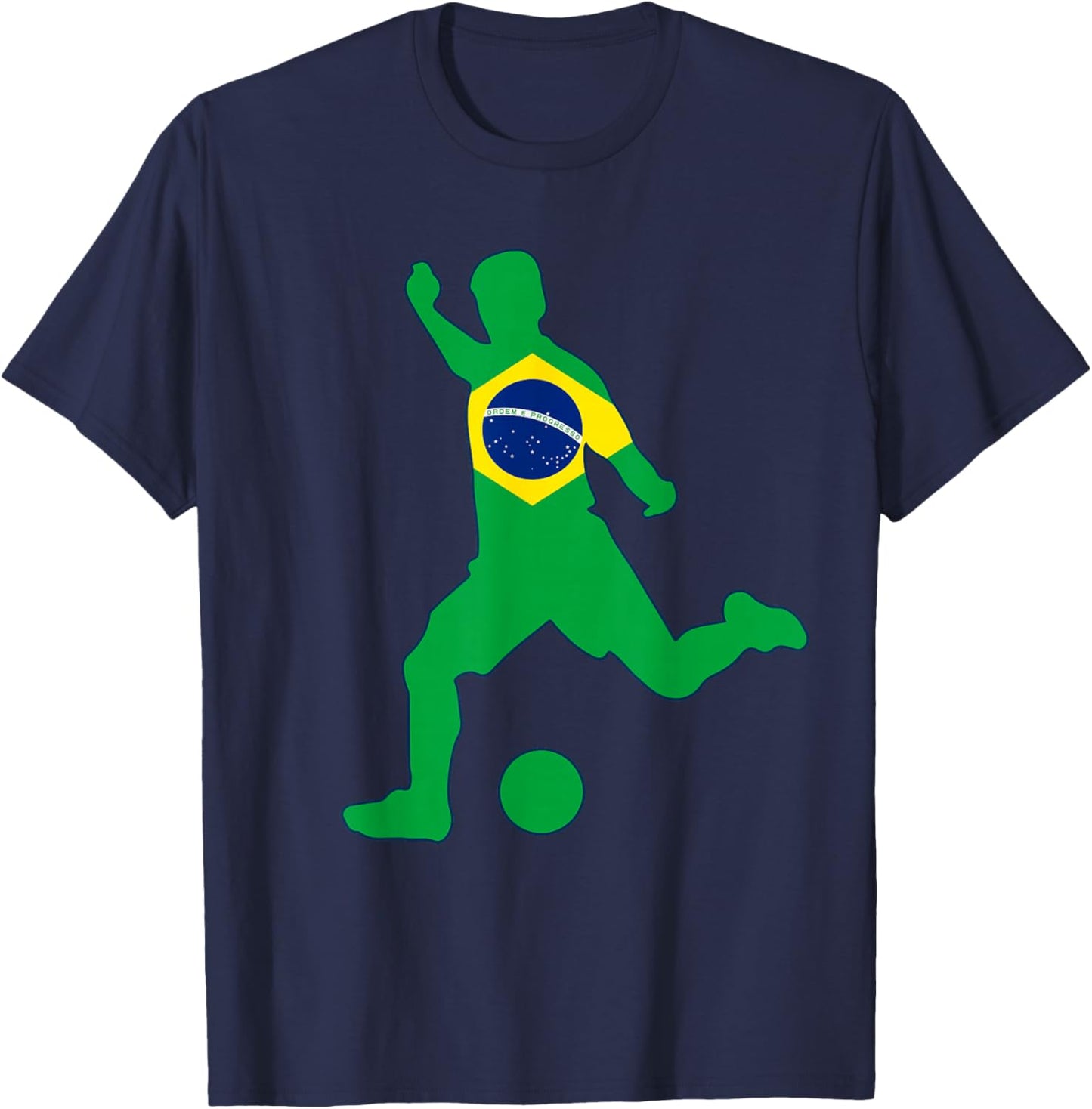 Brazil Flag Soccer Player Brasil Futbol Brazilian Football T-Shirt - T-Shirt | Navy