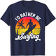I'd Rather Be Surfing Surfboard Surfer Silhouette Retro T-Shirt - T-Shirt | Navy
