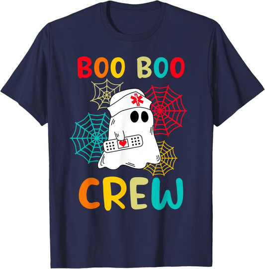 Boo Boo Crew Funny Halloween Nurse Healthcare Workers T-Shirt - T-Shirt | Navy