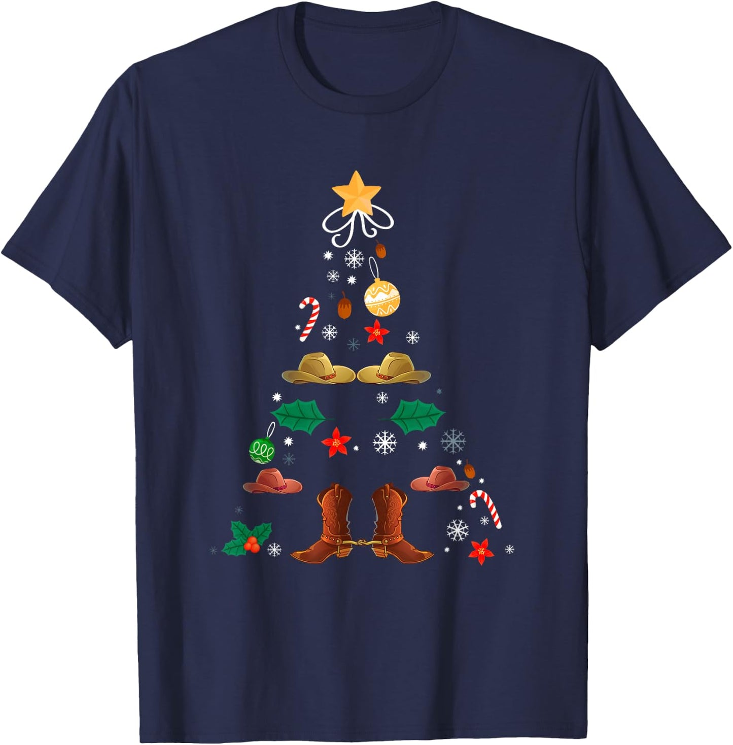 Christmas Tree Christmas New Year Line Dance Xmas Winter T-Shirt - T-Shirt | Navy
