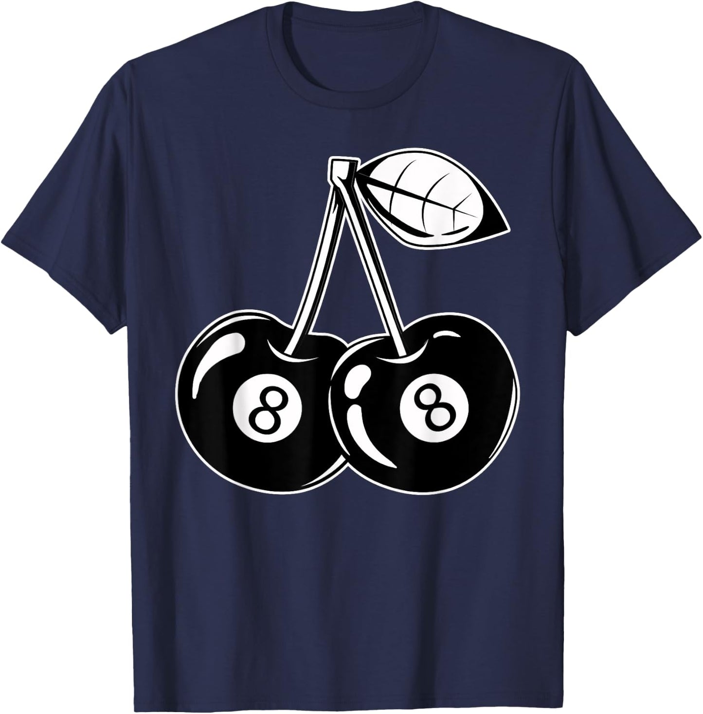 Lucky 8 Ball Black Cherry Lover Y2K Aesthetic Pool Billiard T-Shirt - T-Shirt | Navy