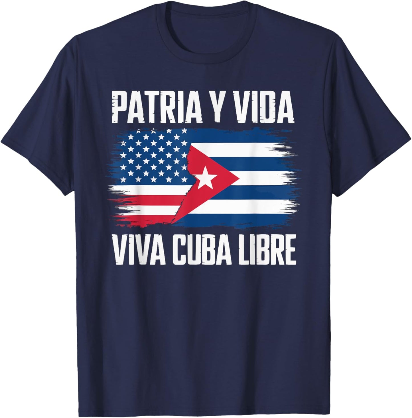 Half Cuban Half American Country USA Flag Cuba America T-Shirt - T-Shirt | Navy