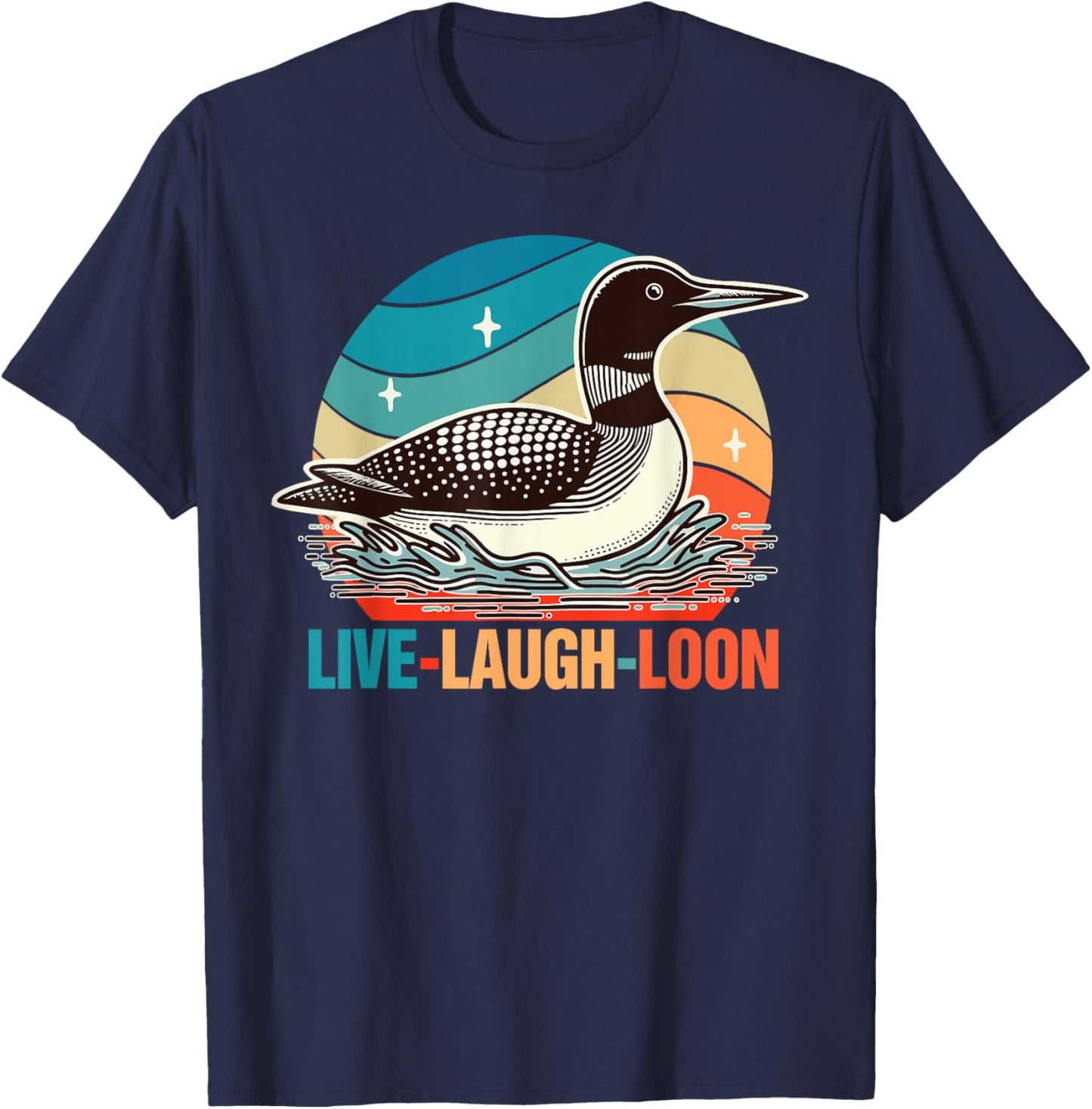 Funny Birds Mom Retro Vintage Outfits Common Loon Bird Lover Bird Watching Lives Laugh Loon , Small, Black T-Shirt - T-Shirt | Navy