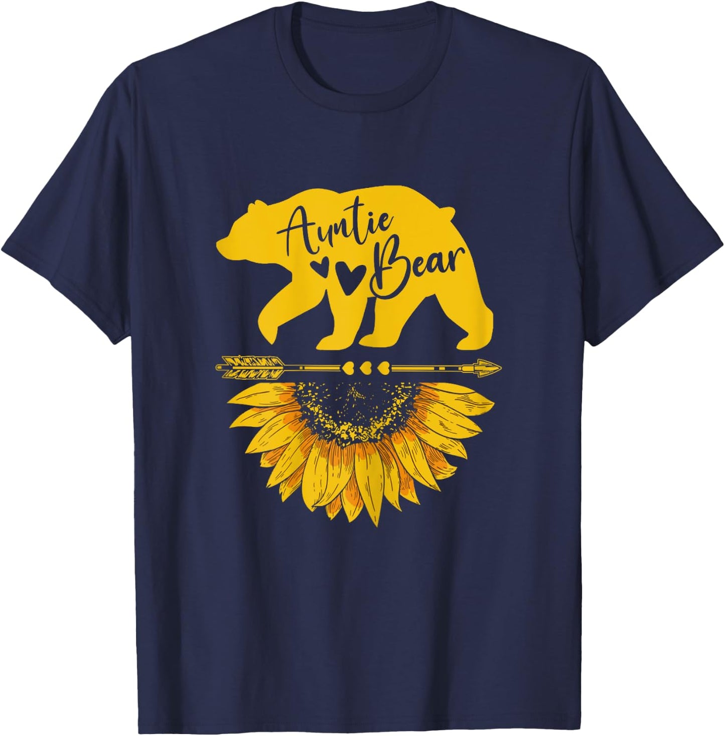 Auntie Bear Sunflower Funny Mothers Day For Mom Aunt Grandma T-Shirt - T-Shirt | Navy