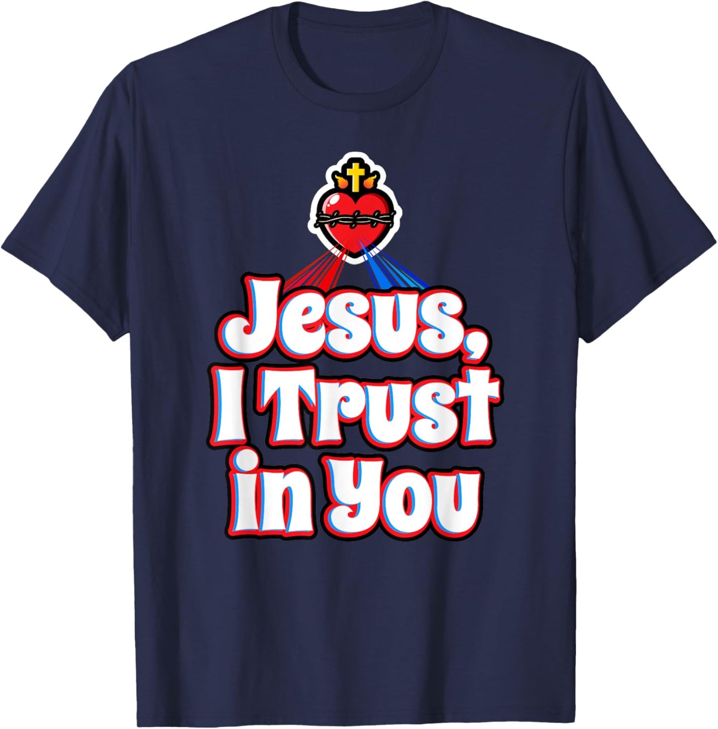 Divine Mercy for Kids Jesus I Trust in You Sacred Heart Cute T-Shirt - T-Shirt | Navy