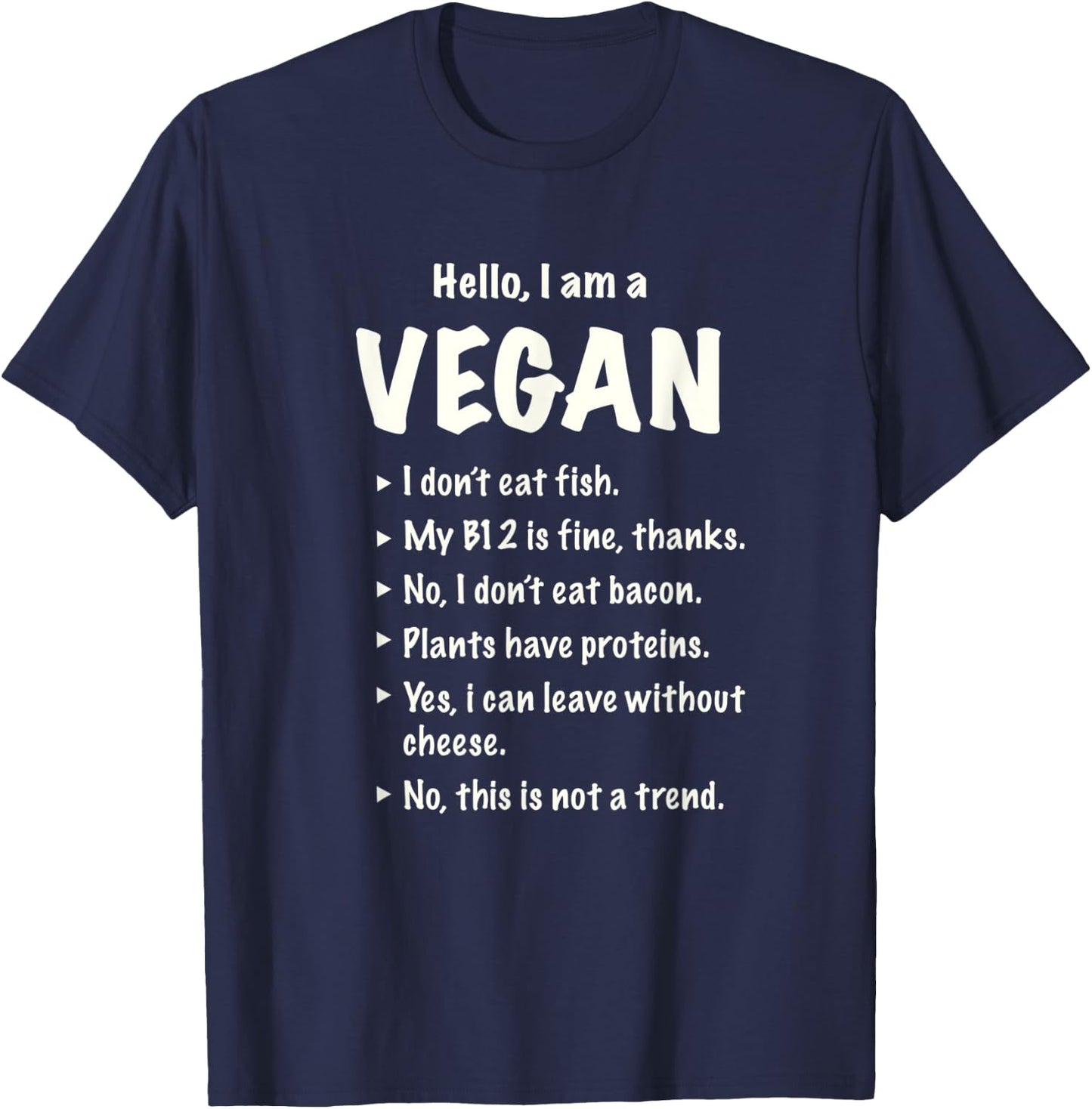 Hello, I'm Vegan | Funny Vegetarian Gift T-Shirt - T-Shirt | Navy