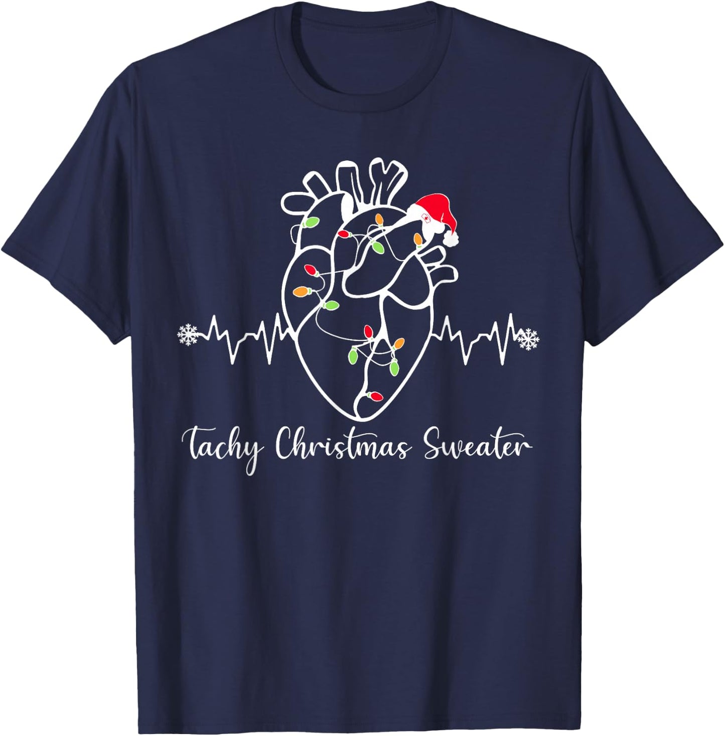 Tachy Christmas Sweater Anatomy Heart Cardiac Nurse Xmas T-Shirt - T-Shirt | Navy