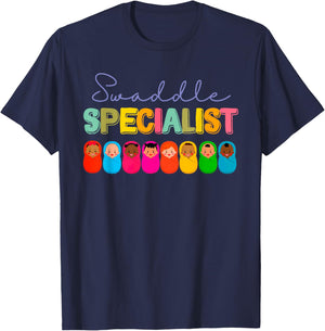 Swaddle Specialist NICU Nurse Mother Baby Neonatal ICU L&D T-Shirt - T-Shirt | Navy