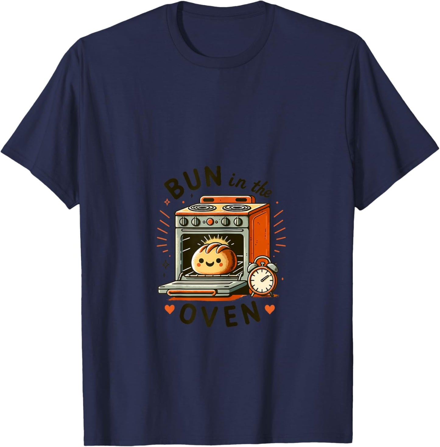 Bun in the Oven - Cute Pregnancy Announcement T-Shirt - T-Shirt | Navy