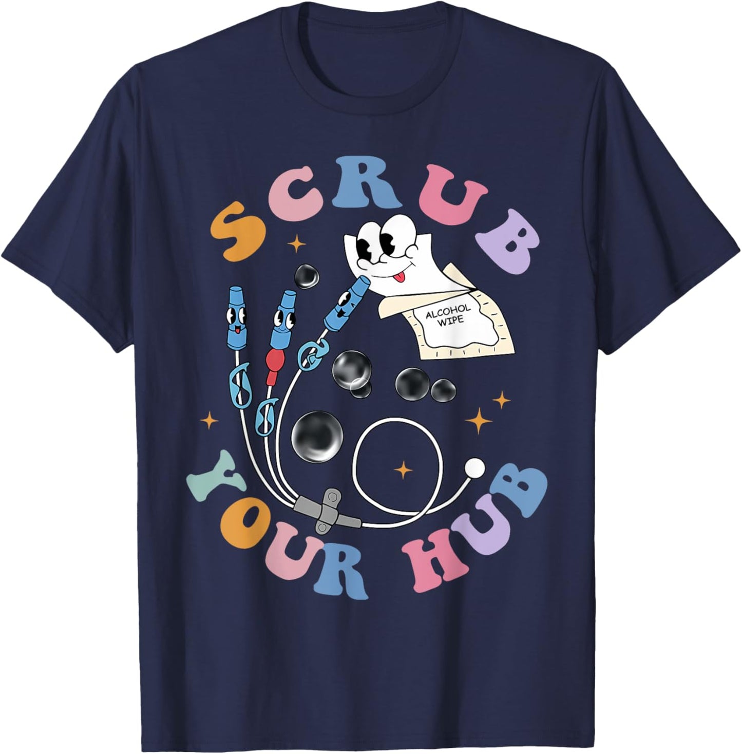 Scrub Your Hub Funny Peds ER ICU RN Grad Clinical Preceptor T-Shirt - T-Shirt | Navy