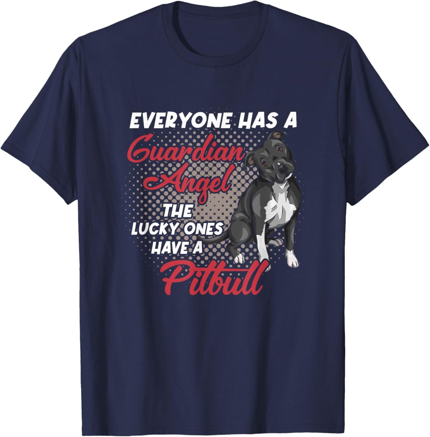 Black Pitbull Is My Guardian Angel Funny Pit Bull Dog Owner Women T-Shirt - T-Shirt | Navy