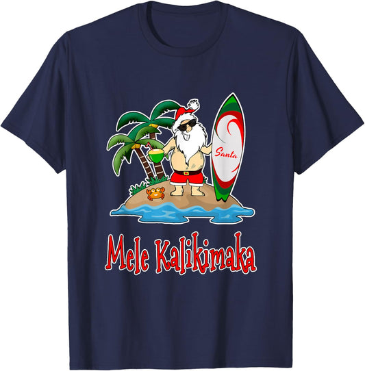 Mele Kalikimaka - Island Christmas Santa T-Shirt - T-Shirt | Navy
