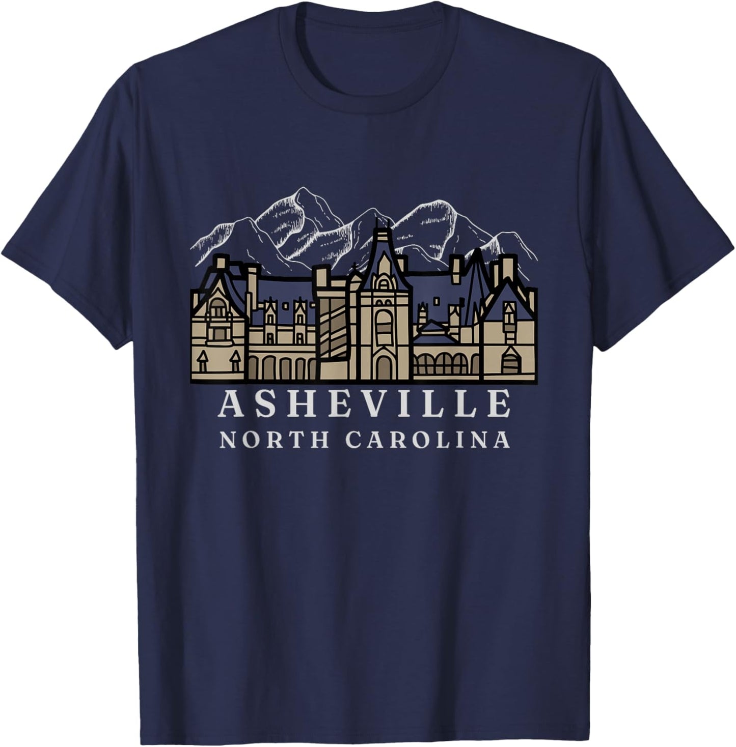 Mountains, North Carolina, Asheville, Biltmore. T-Shirt - T-Shirt | Navy
