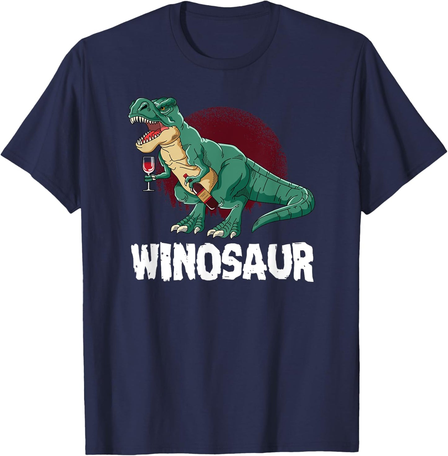 T-Rex Winosaur Wine Lover design Winosaurus T-Shirt - T-Shirt | Navy