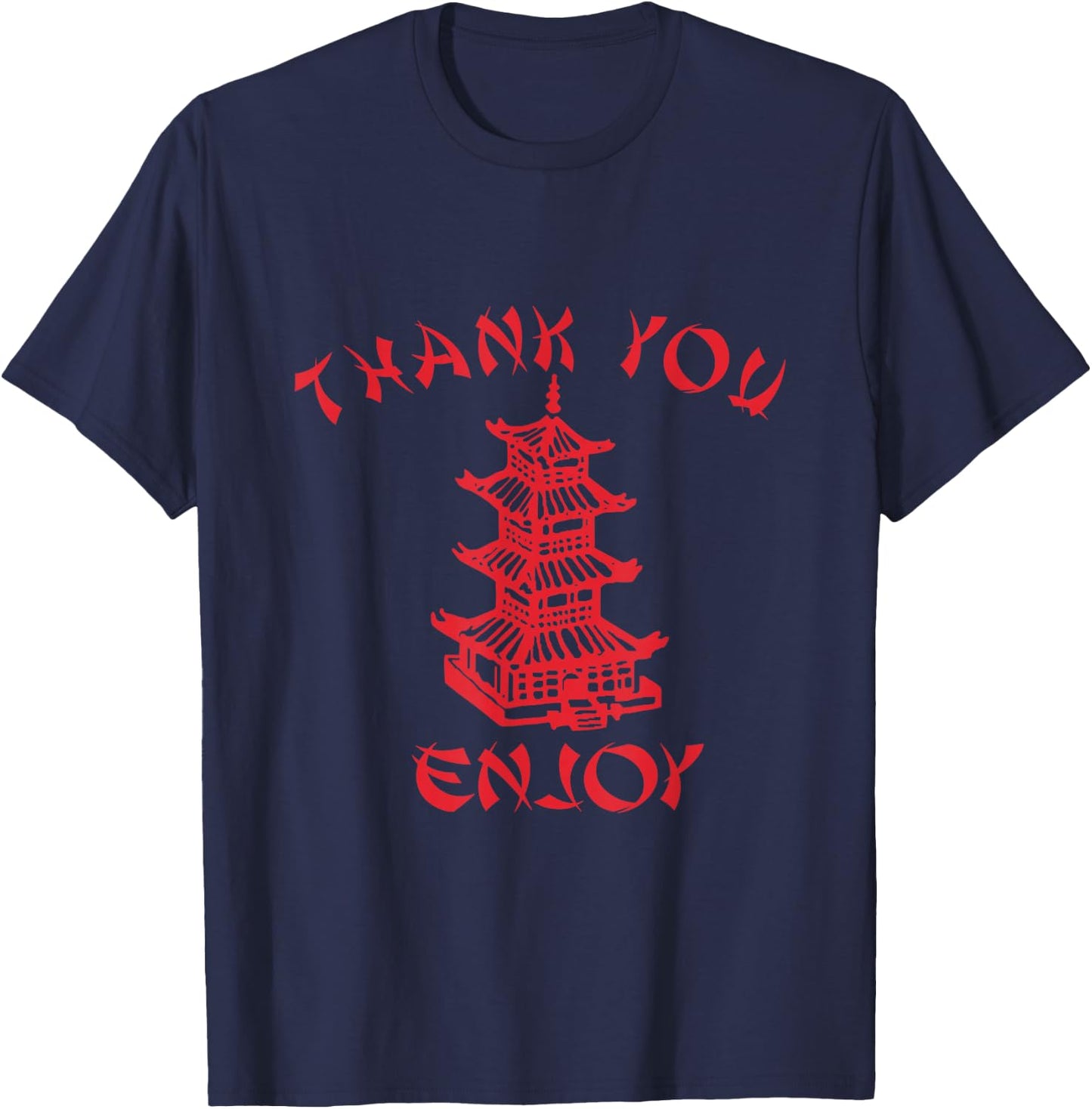 Chinese Takeaway Food Thank You Enjoy Funny Asian Small T-Shirt - T-Shirt | Navy
