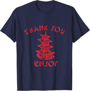 Chinese Takeaway Food Thank You Enjoy Funny Asian Small T-Shirt - T-Shirt | Navy