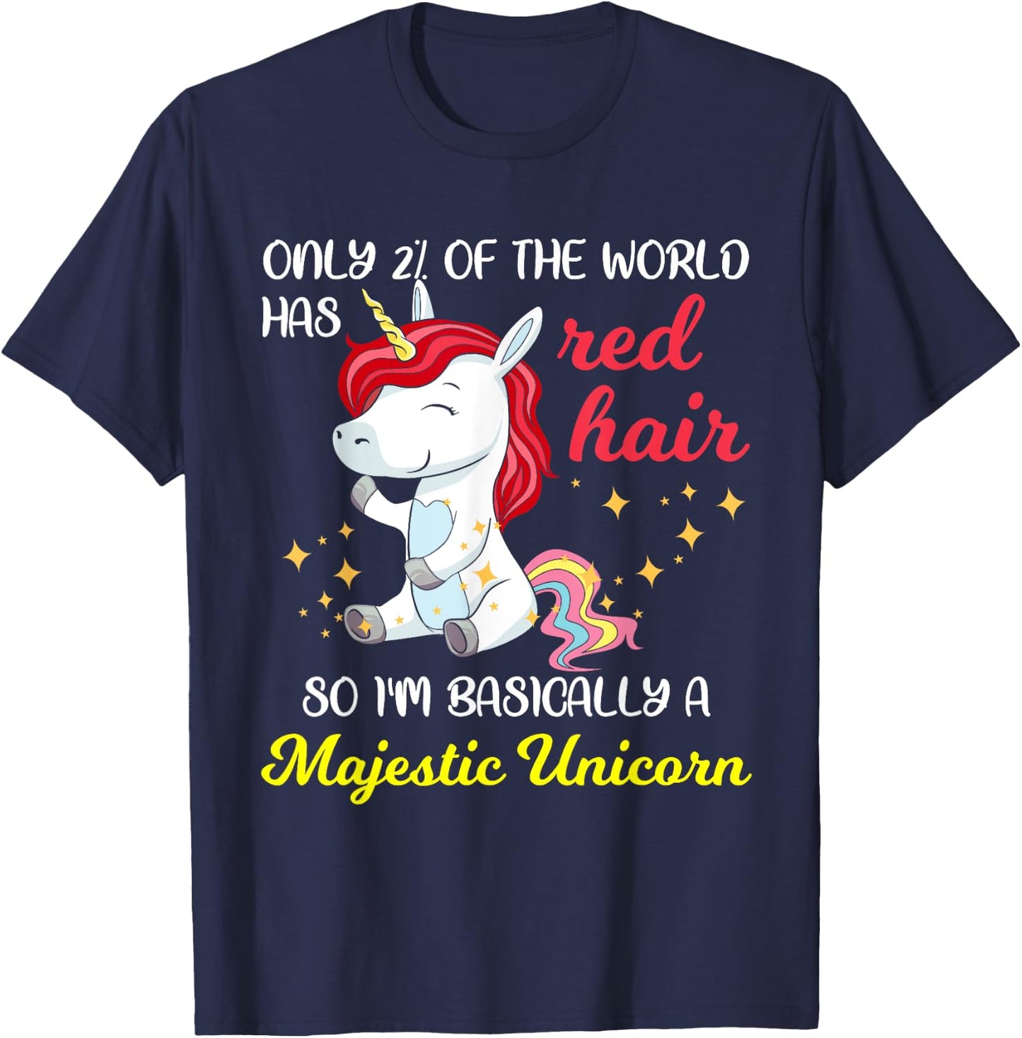 Red Hair Majestic Unicorn Funny Ginger Head Pride T-Shirt - T-Shirt | Navy