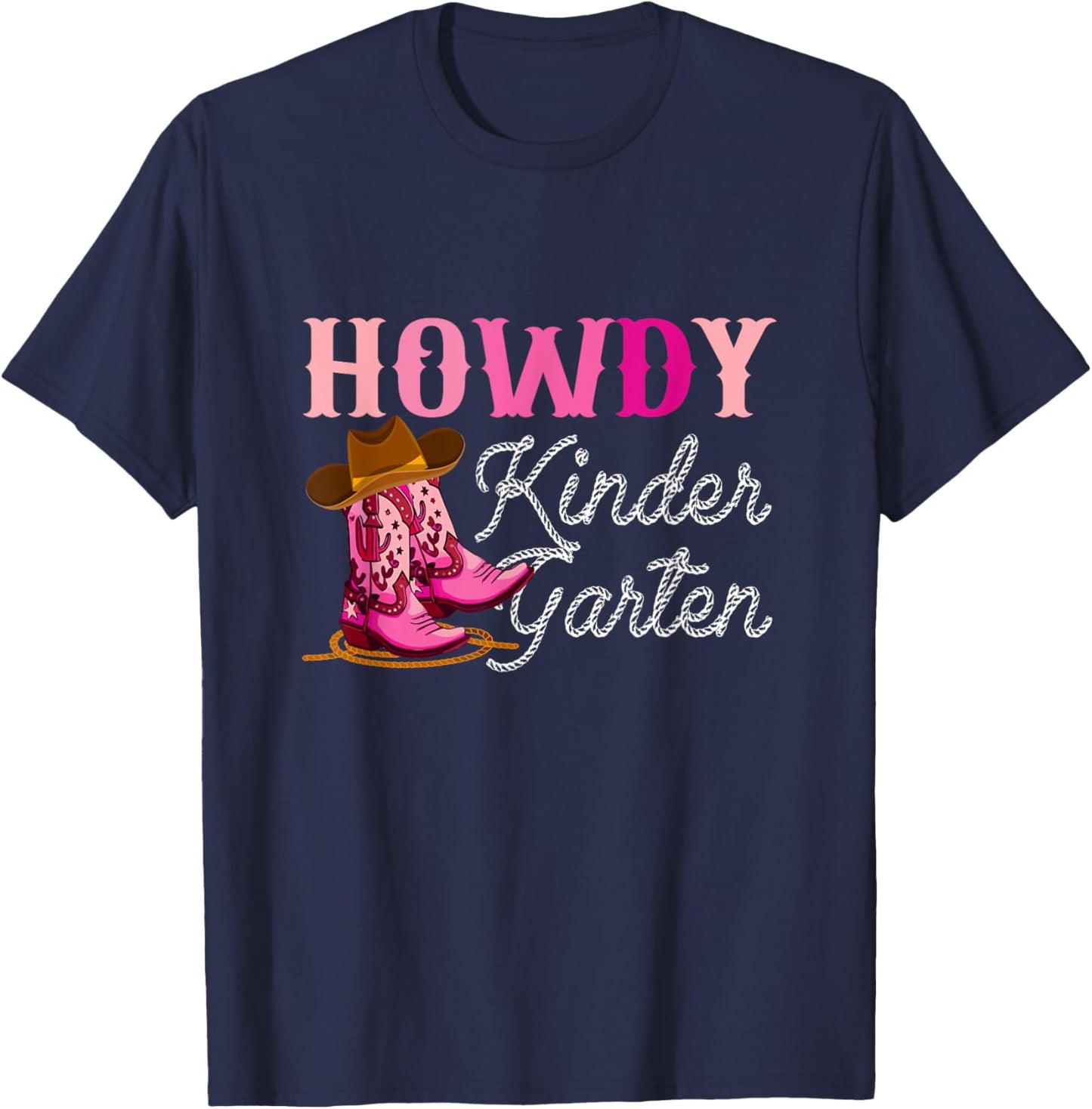 Howdy Kindergarten Teacher Rodeo Country Western Cowgirl T-Shirt - T-Shirt | Navy