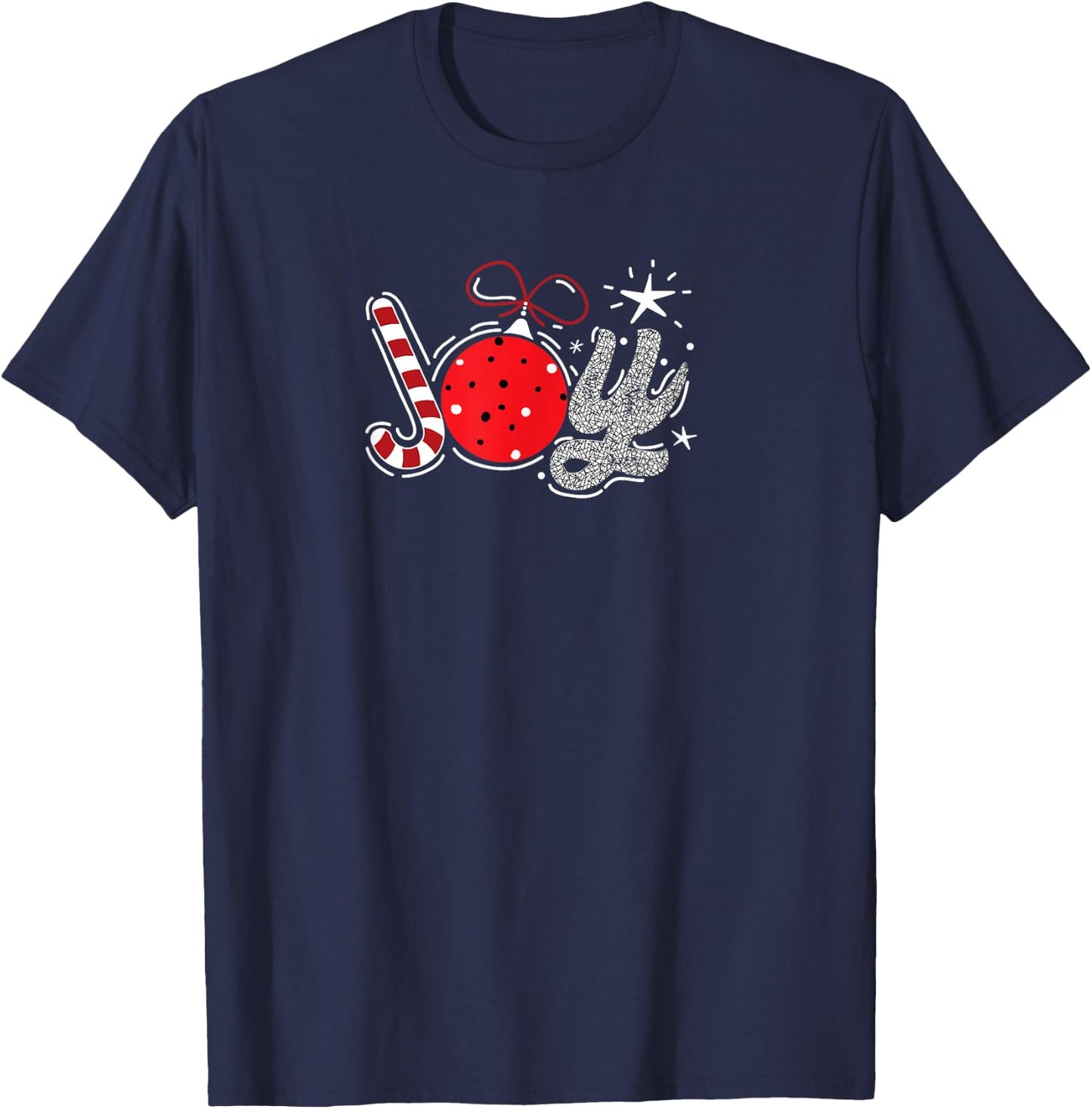 Joy candy cane Christmas ornament Xmas joy happiness T-Shirt - T-Shirt | Navy