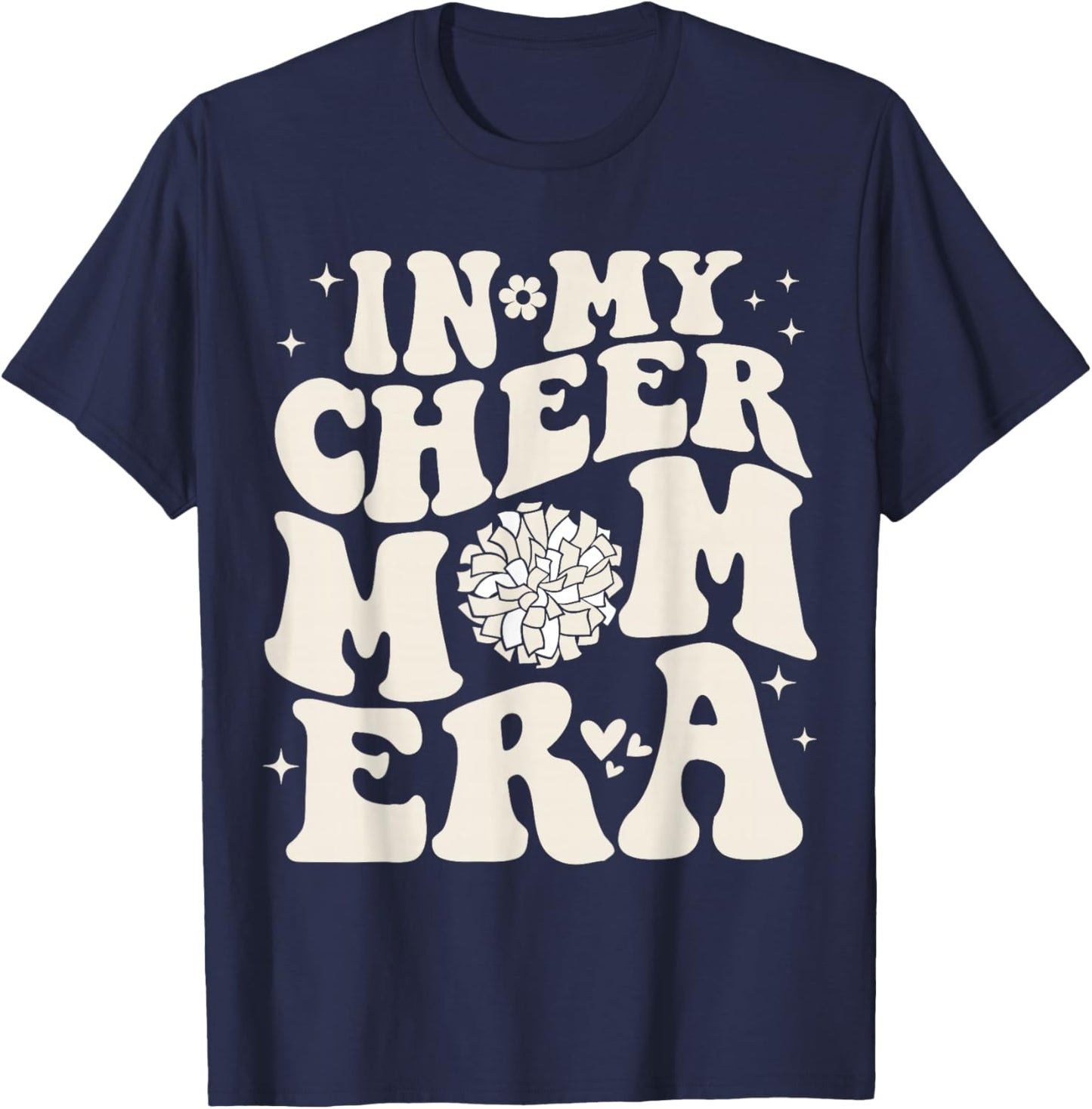 In My Cheer Mom Era Groovy Cheerleading Football Mom Women T-Shirt - T-Shirt | Navy