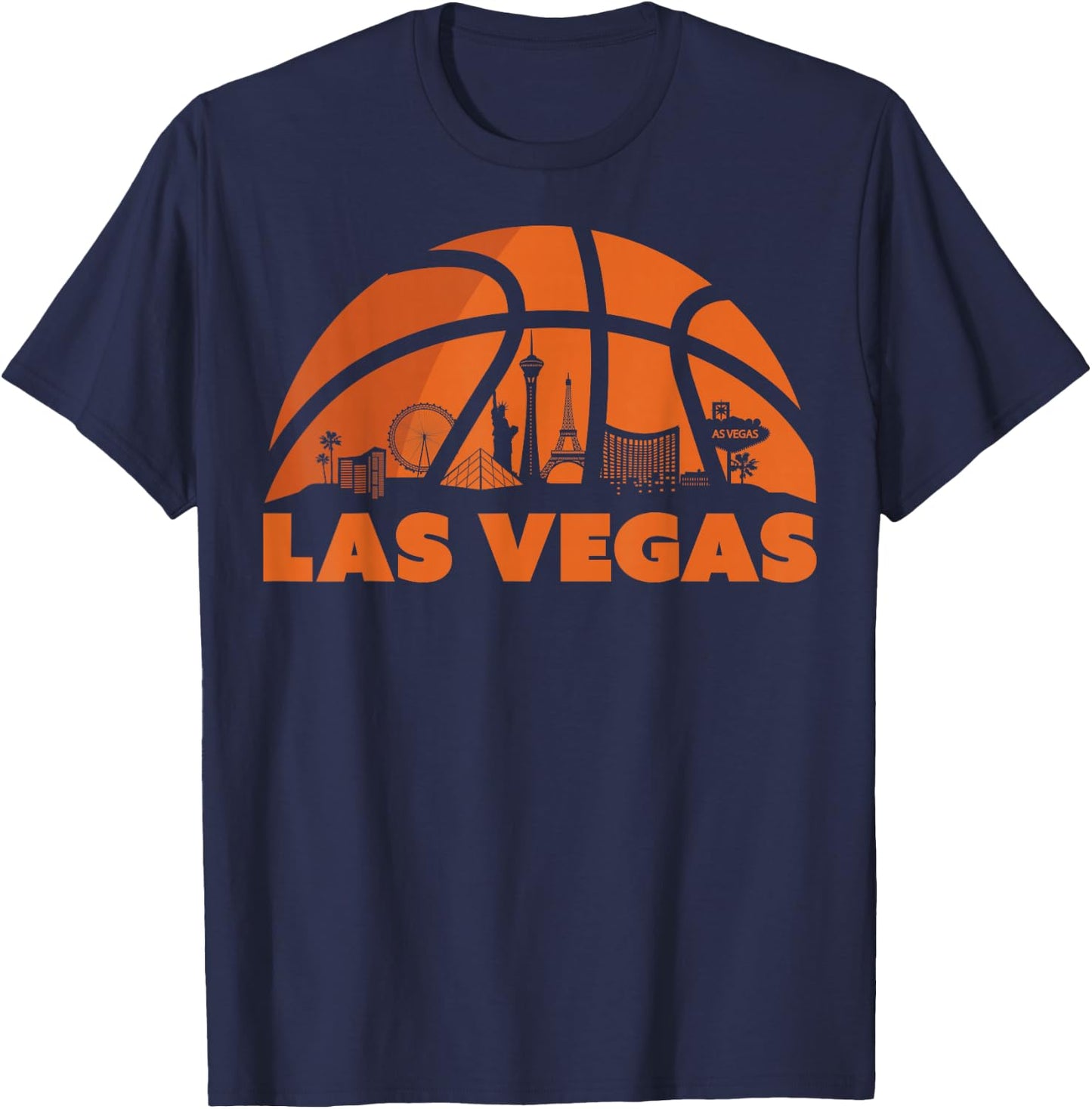 Las Vegas City Skyline Nevada Basketball Fan Jersey T-Shirt - T-Shirt | Navy