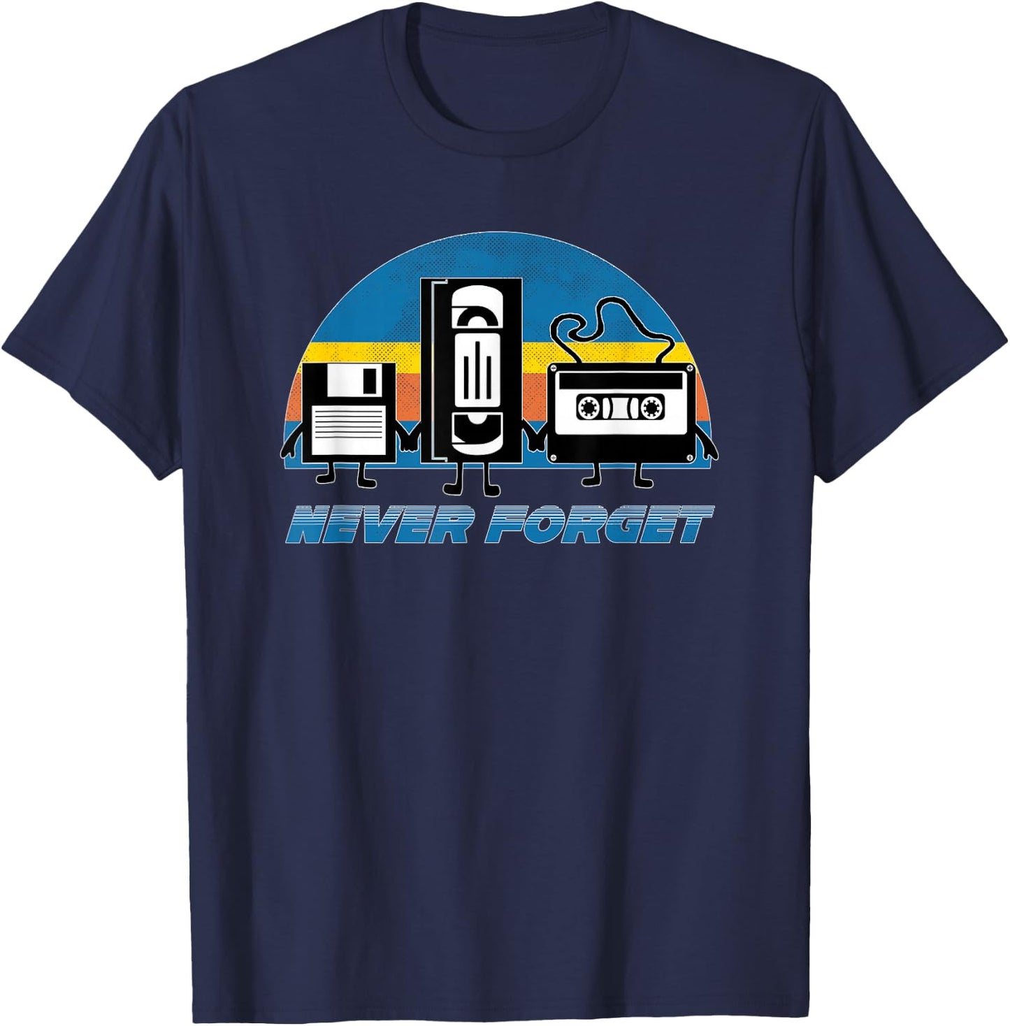 Never Forget Funny Retro Vintage VHS Cassette Floppy Disk T-Shirt - T-Shirt | Navy