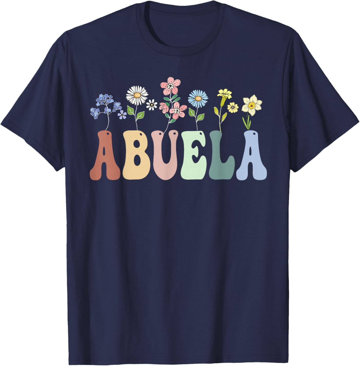 Abuela Gifts Women Wildflower Floral Design Abuela T-Shirt - T-Shirt | Navy