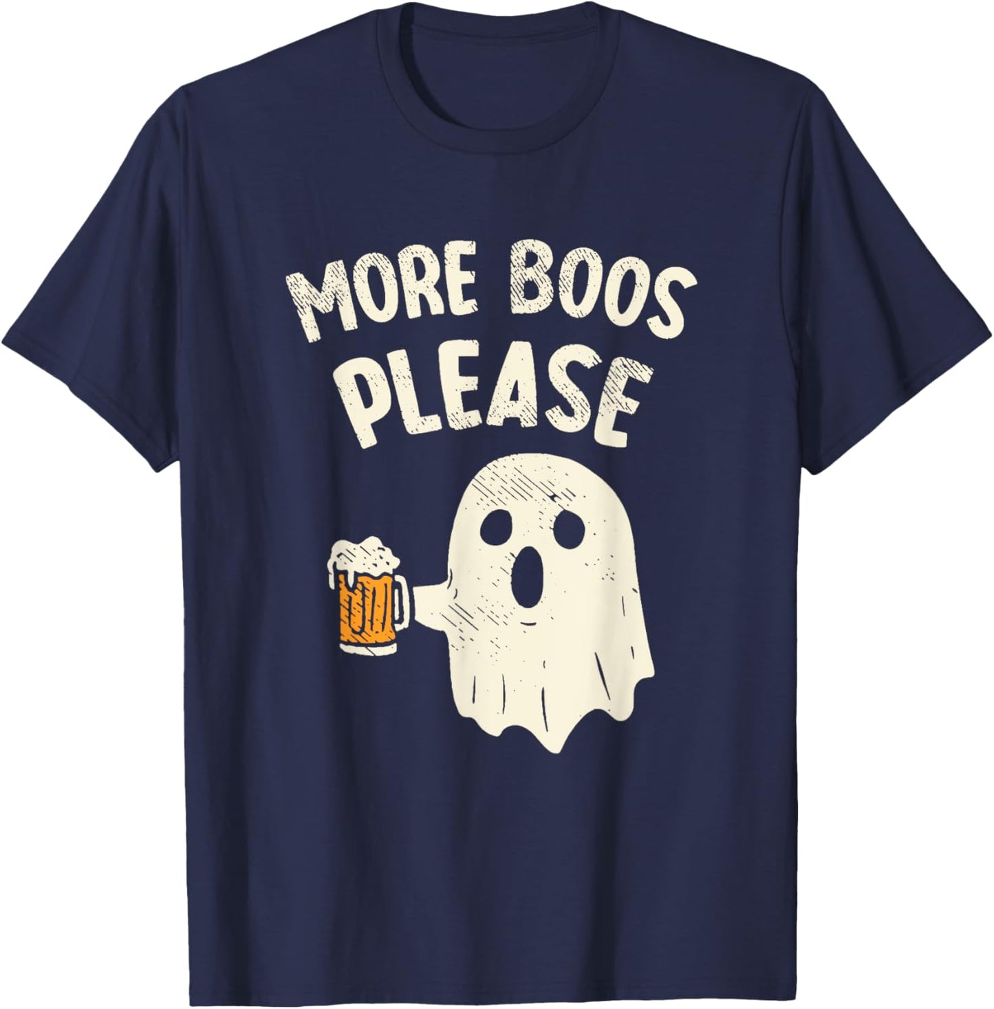 Retro More Boos Please Ghost Beer Halloween Costume Men Boys T-Shirt - T-Shirt | Navy