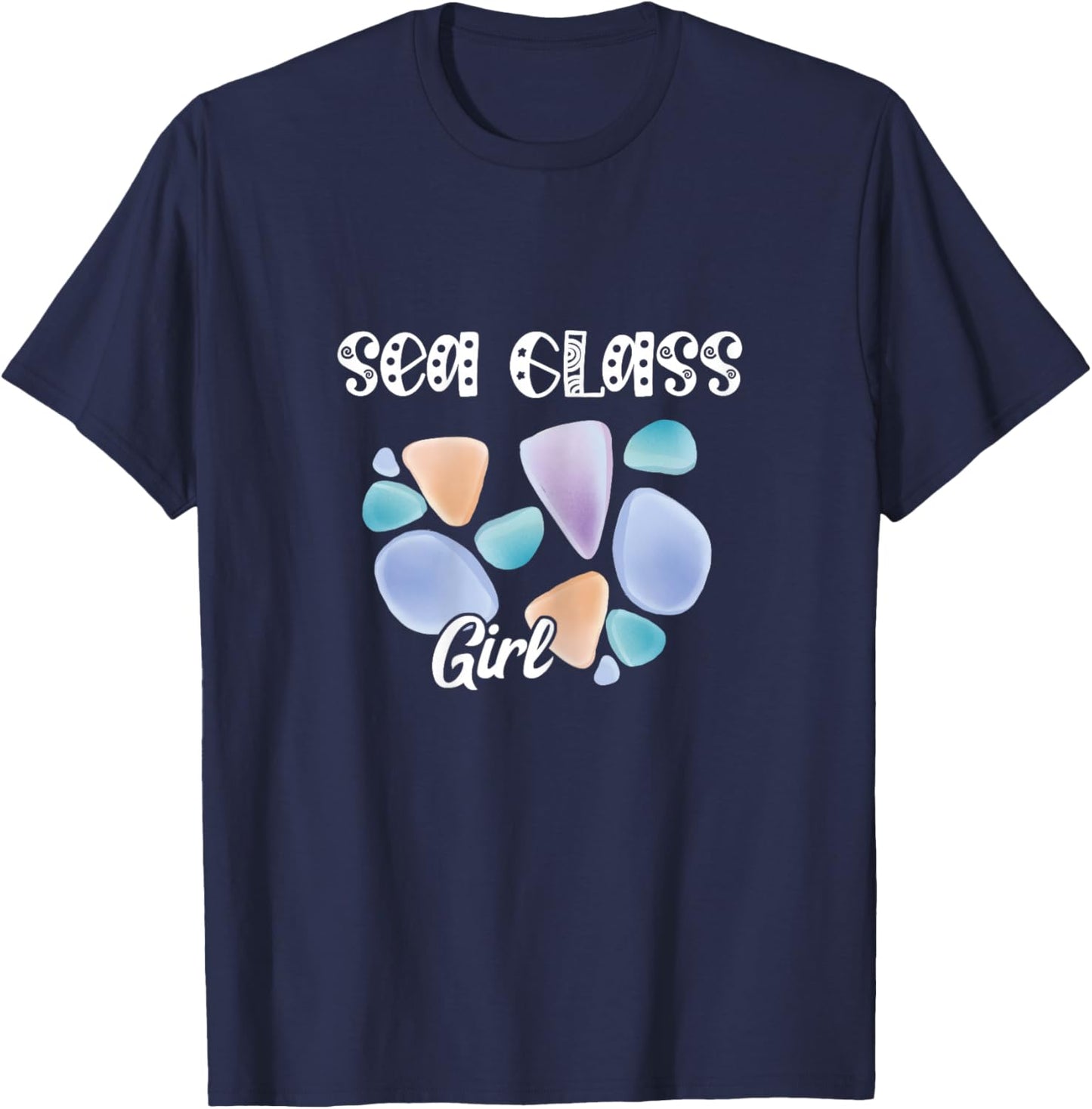 Sea Glass Girl Beachcombing Seaglass Ocean Beachglass Waves T-Shirt - T-Shirt | Navy