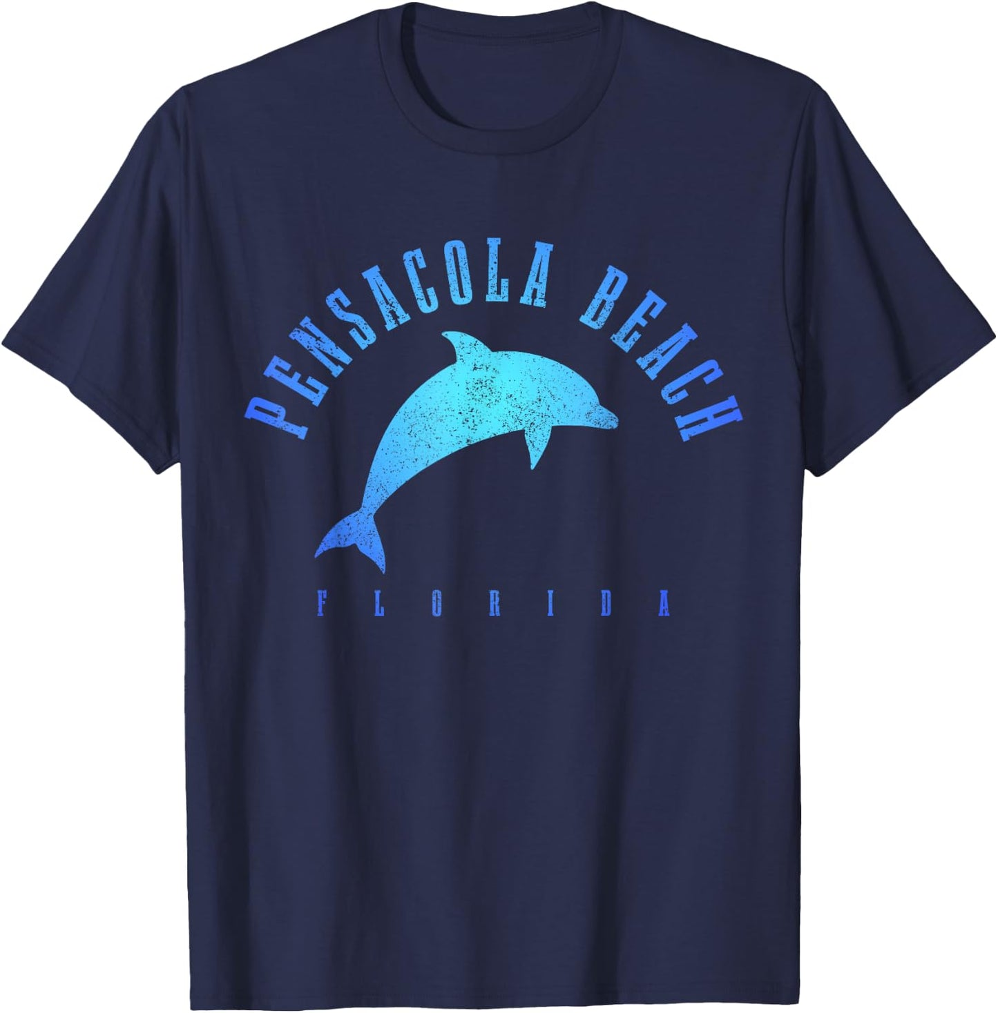 Pensacola Beach Florida FL Vintage Dolphin Vacation T-Shirt - T-Shirt | Navy
